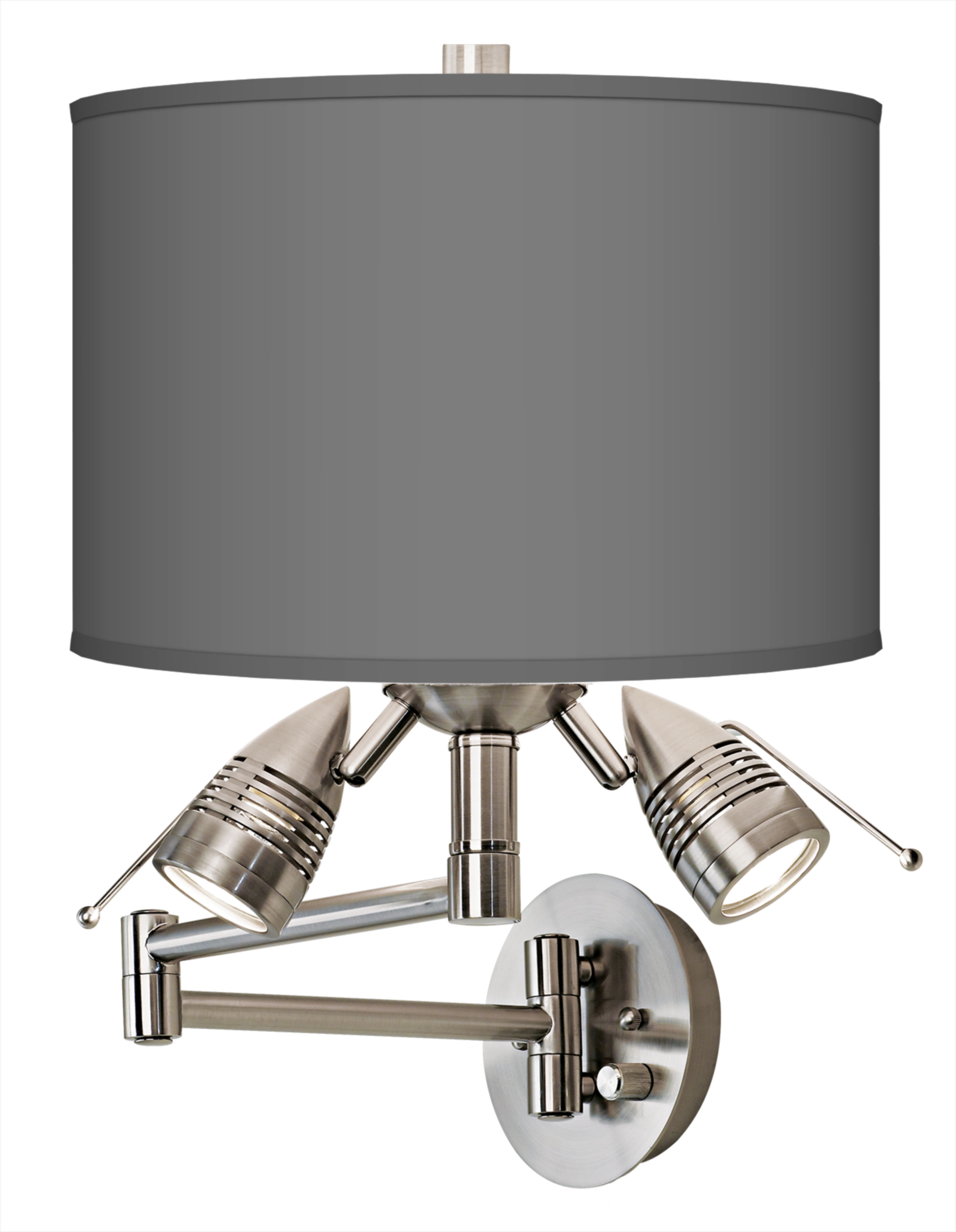 Brushed Steel Bullet-Head Plug-In Swing Arm Wall Light