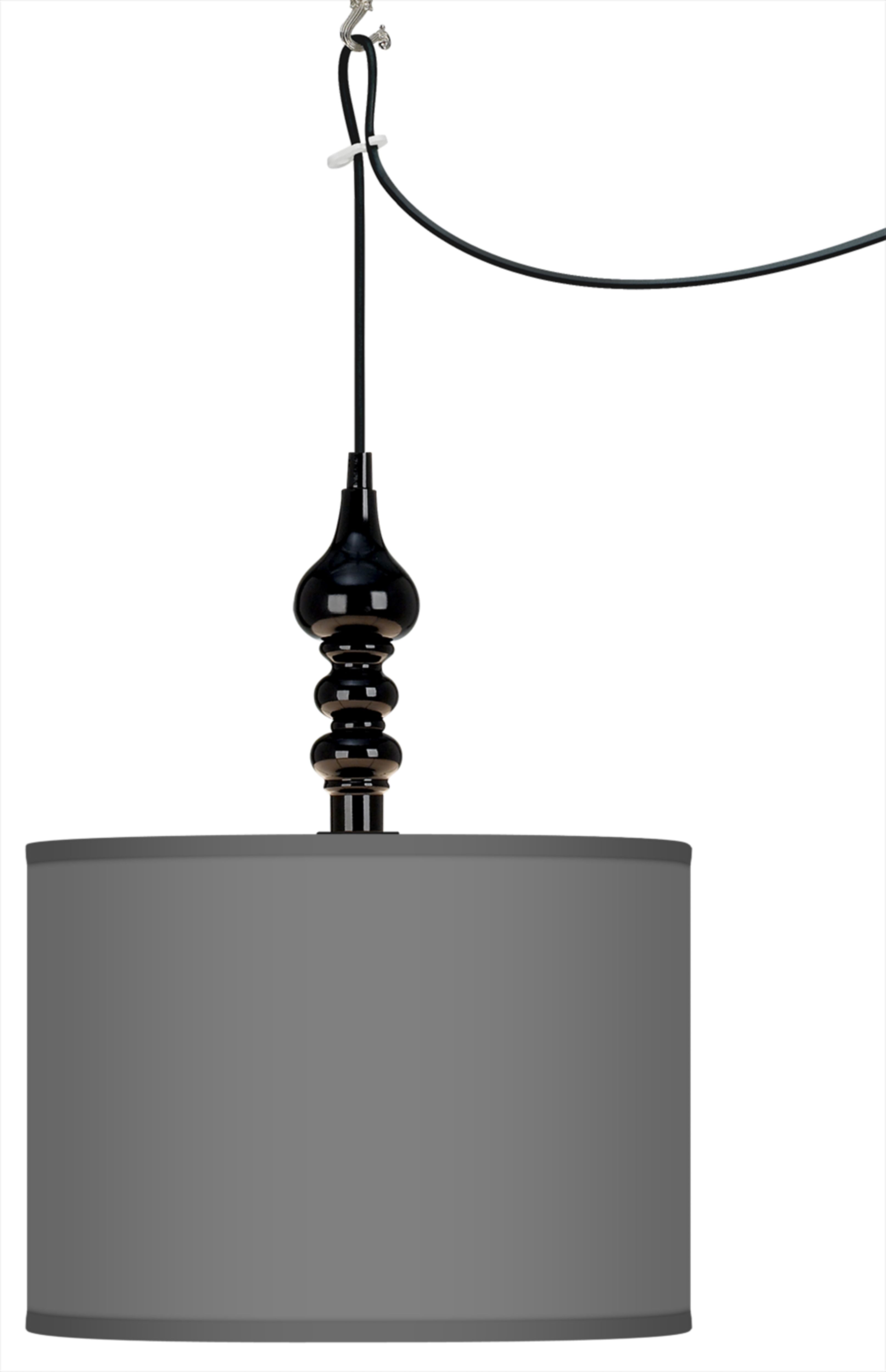 Black  Finish 13 1/2" Wide Plug-In Swag Pendant