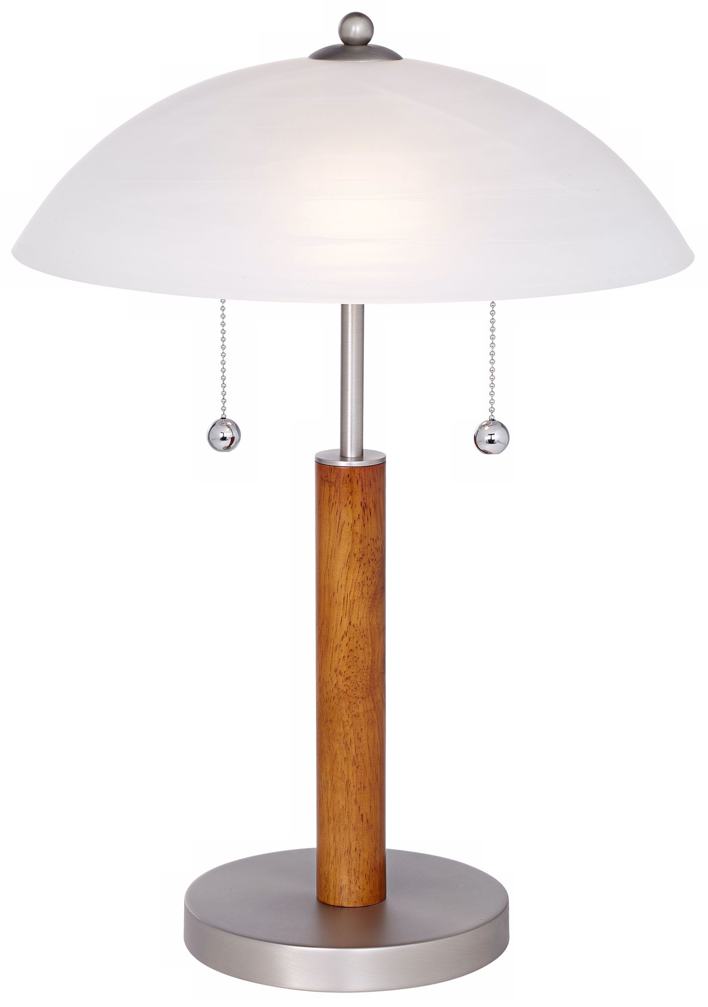 Orbital Brushed Steel and Wood Table Lamp