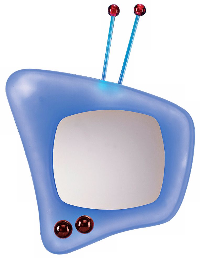 Retro Neon Blue TV Wall Mirror