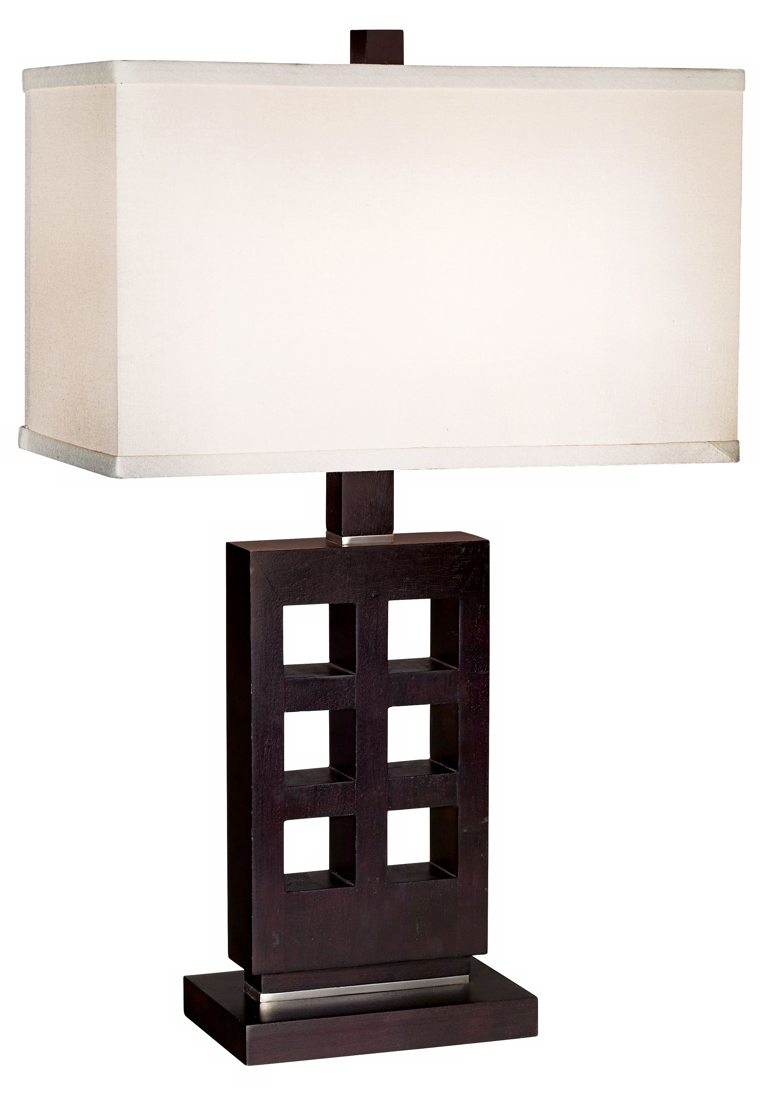 Espresso Black Wood Windowpane Table Lamp