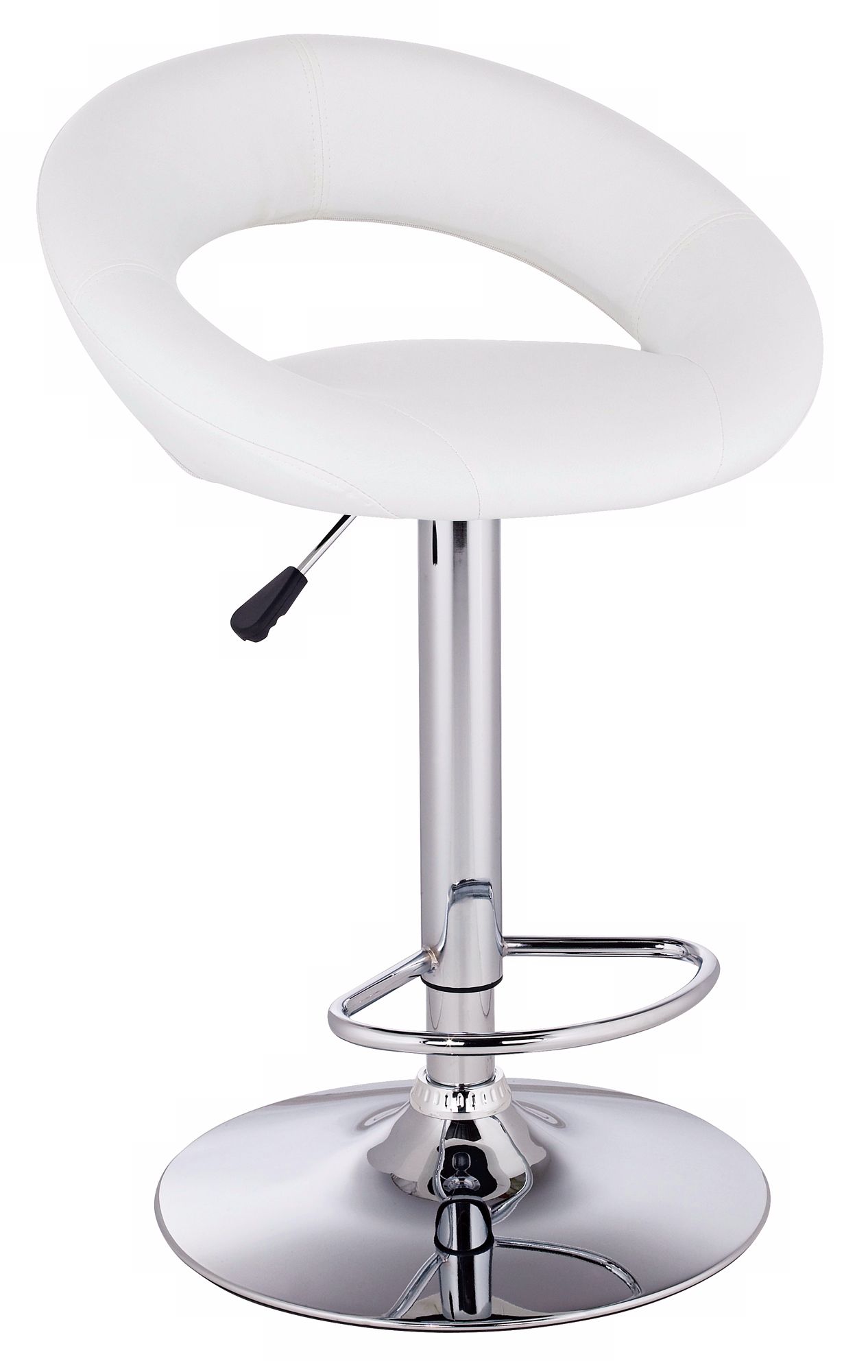 Orbit Faux Leather Adjustable Height White Bar Stool