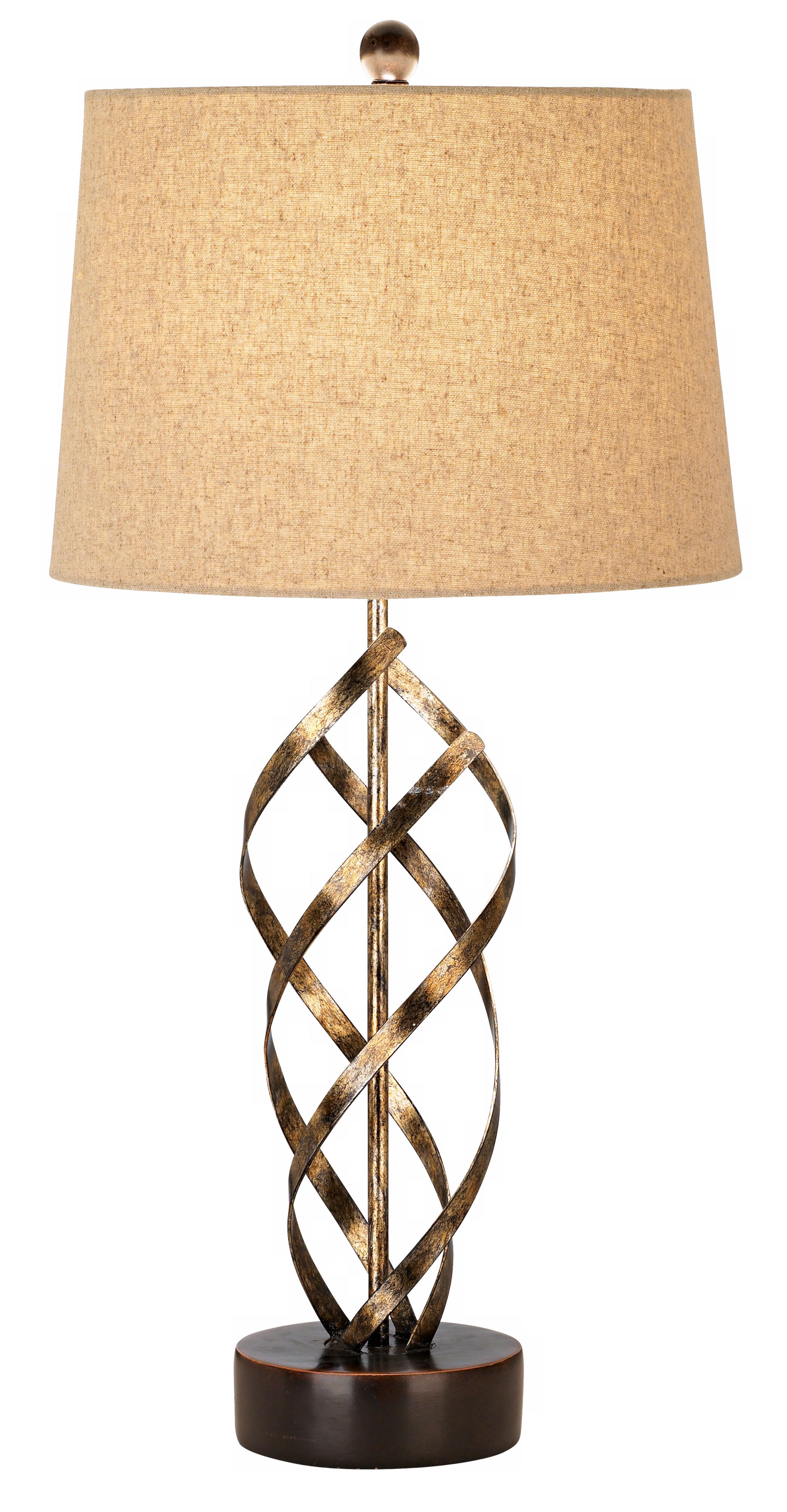 Modern Metal Helix Linen Shade Table Lamp