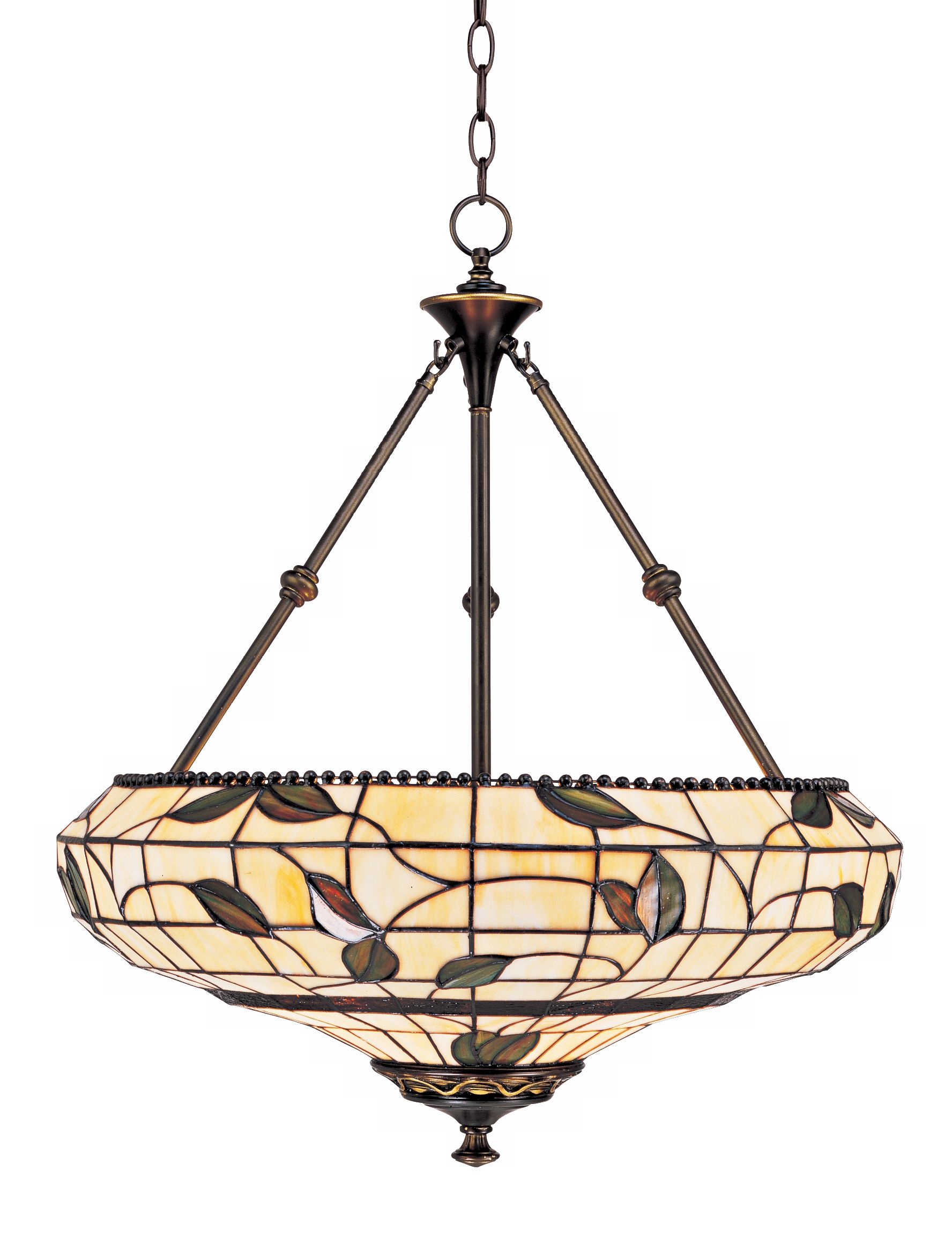 Tiffany Style Leaf and Vine 24" Wide Pendant Bowl Chandelier
