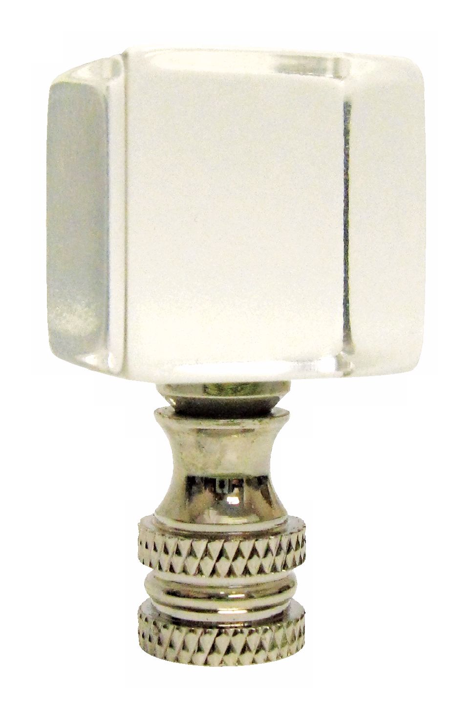 Cube Acrylic 1” Silver Finial