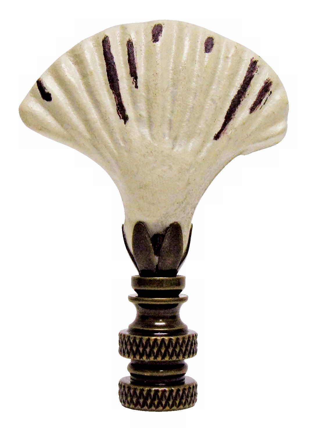 Scallop Shell Antique White Iron Finial