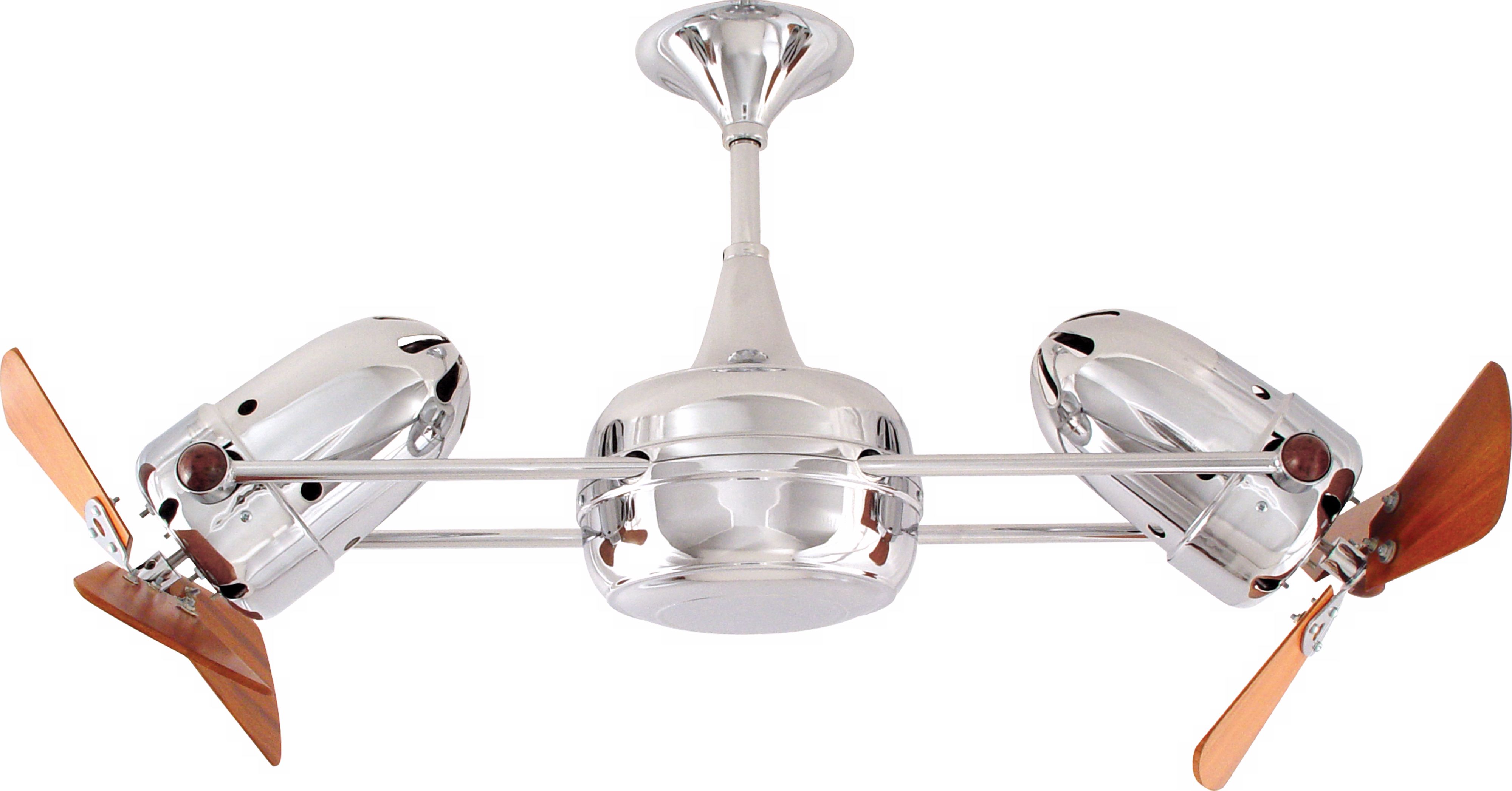 36" Matthews Duplo Dinamico Chrome and Wood Ceiling Fan