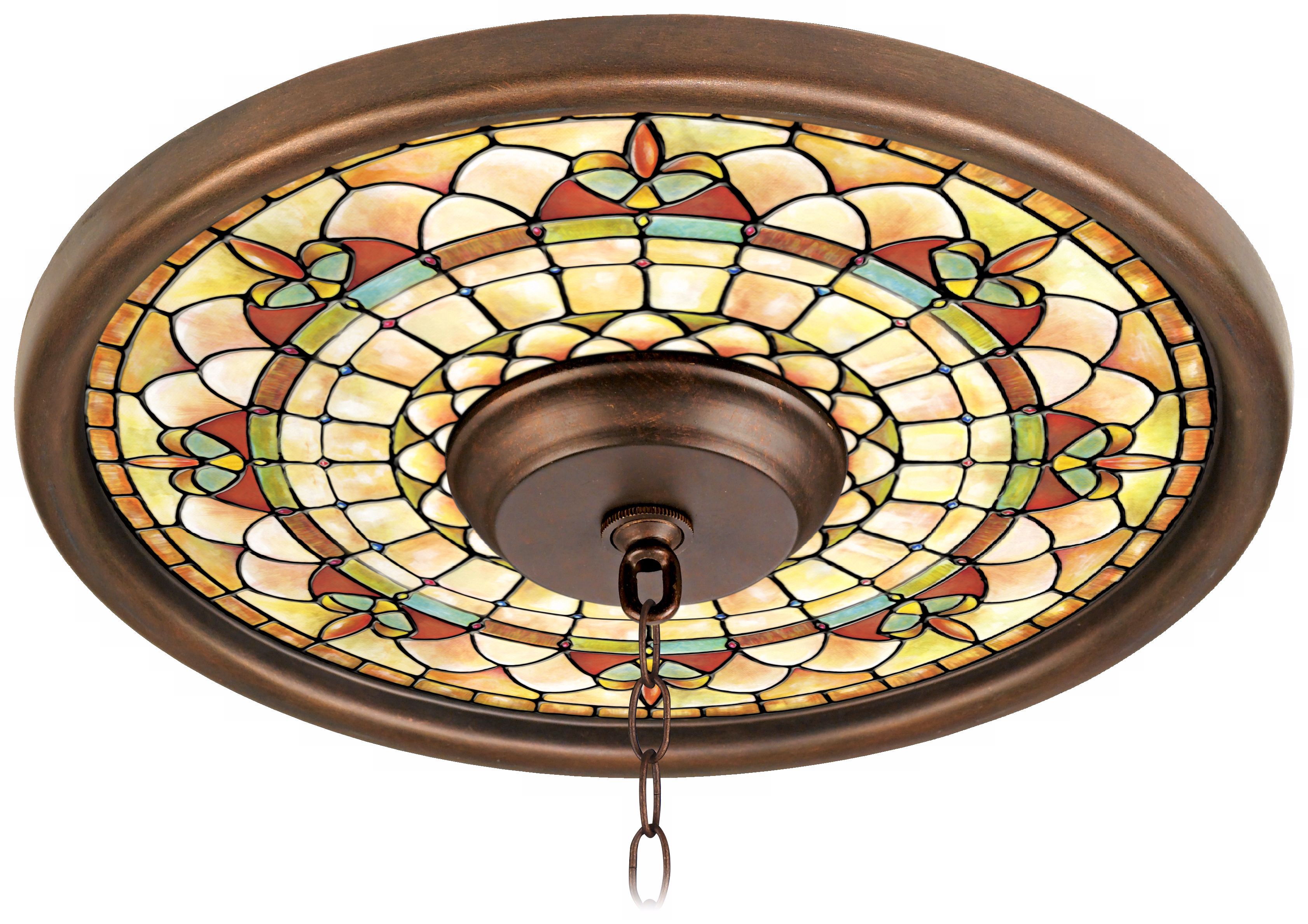 Tiffany Tracery 16" Wide Bronze Finish Ceiling Medallion