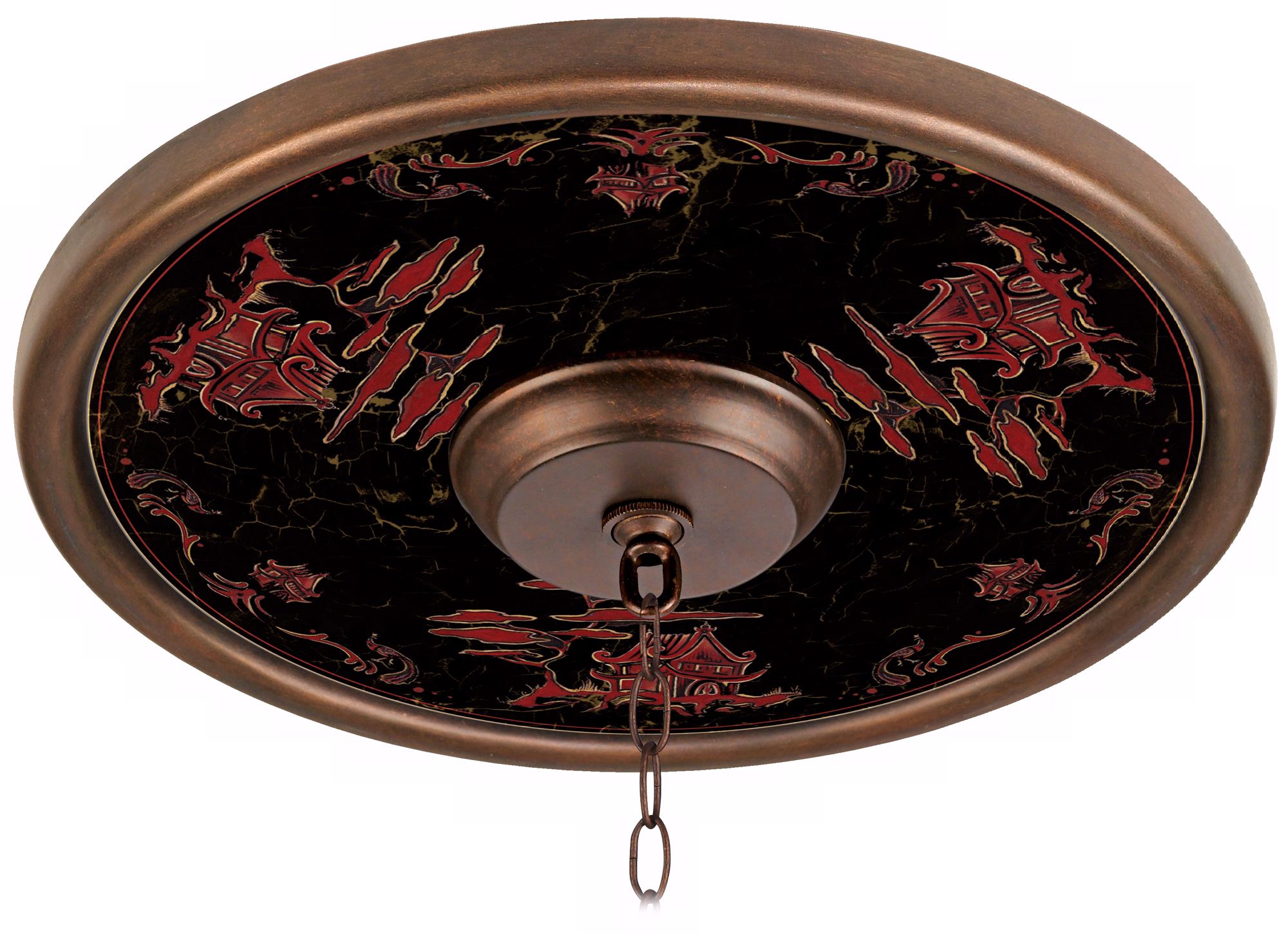 Red Pagoda Giclee 16" Wide Bronze Ceiling Medallion