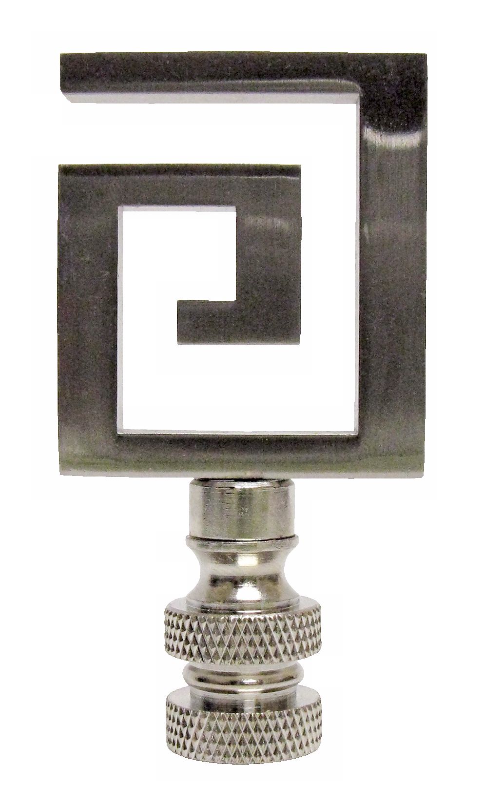 Greek Key Brushed Nickel Finial