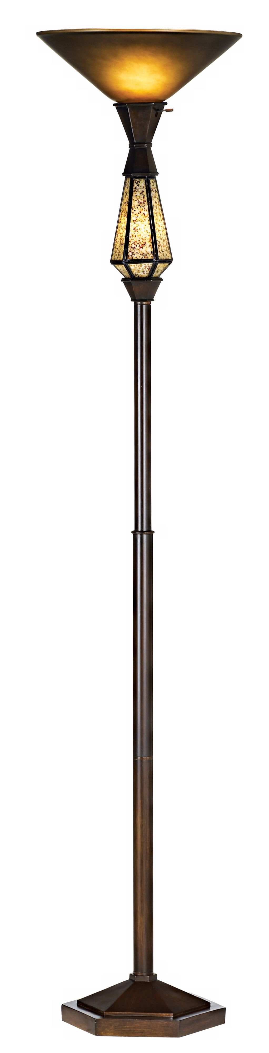 Torchiere Night Light Glass Shade Floor Lamp