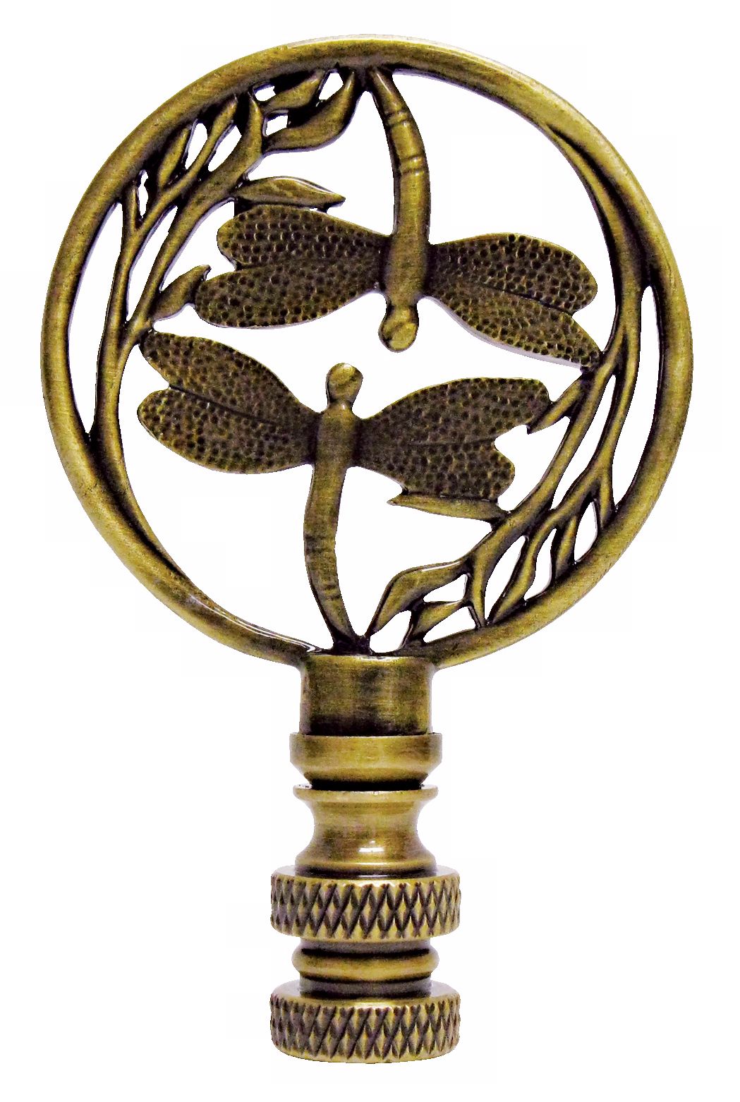 Double Dragonfly Antique Brass Finial