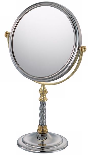 Two Tone Chrome and Gold 6" Wide Vanity Stand Mirror