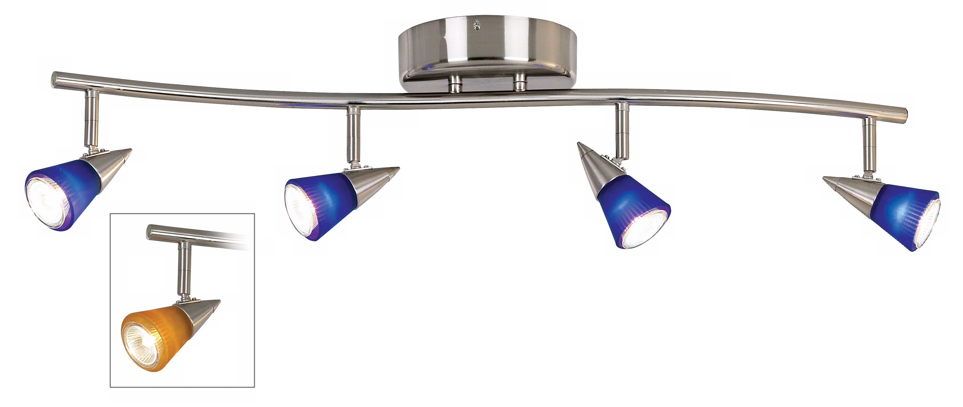Pro Track® 200 Watt Amber and Blue Glass Four Light Wave Bar