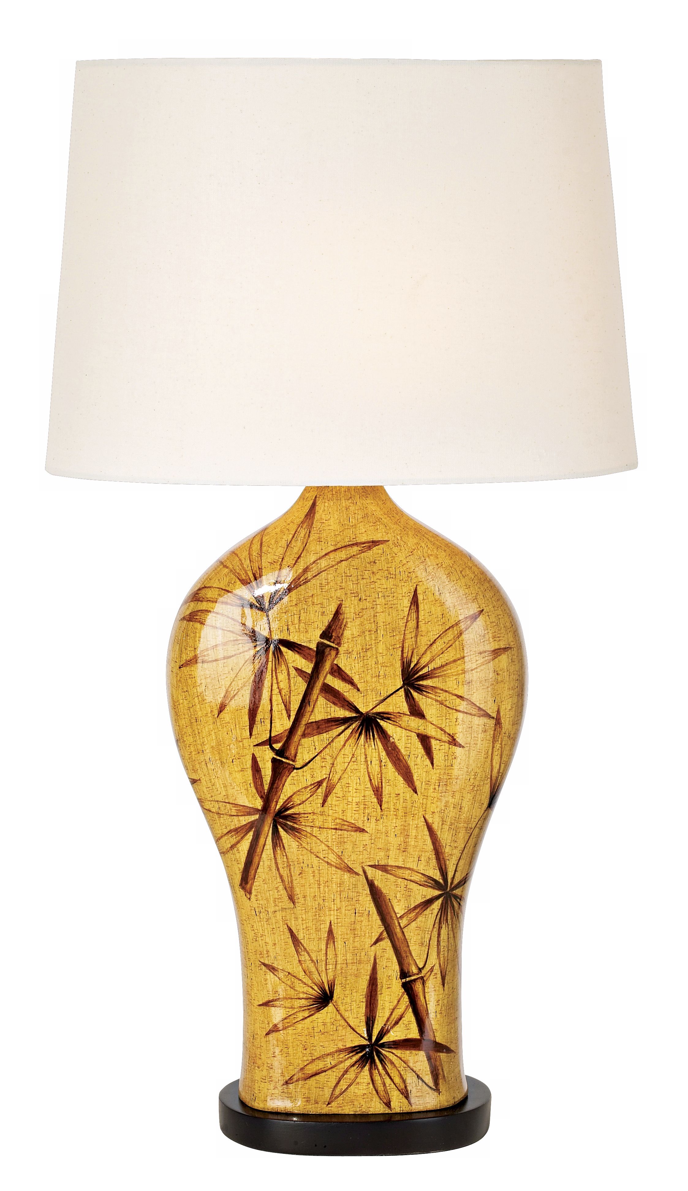 Bamboo Motif Oval Shade Table Lamp