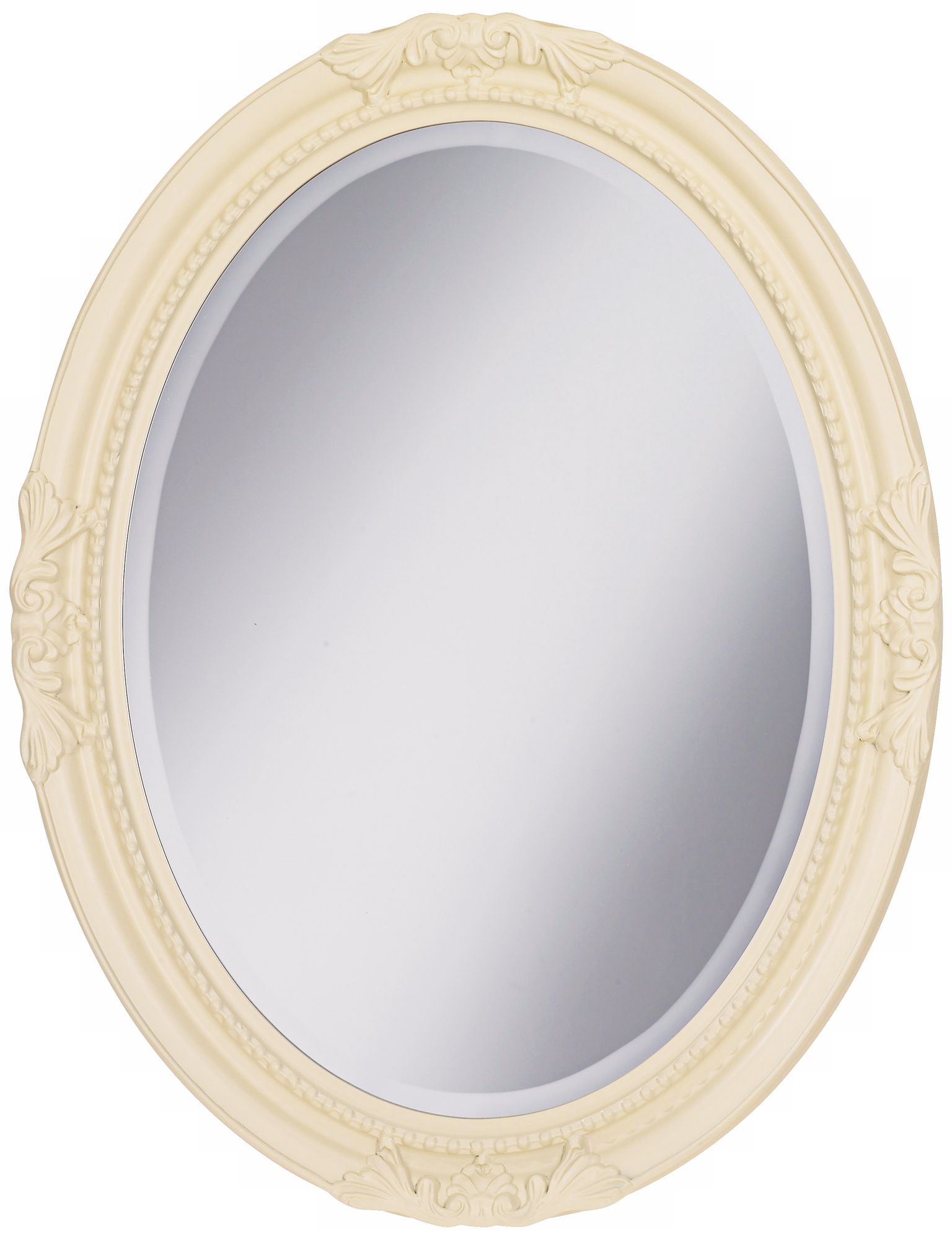 Emma Antique White Finish Oval 33" High Wall Mirror
