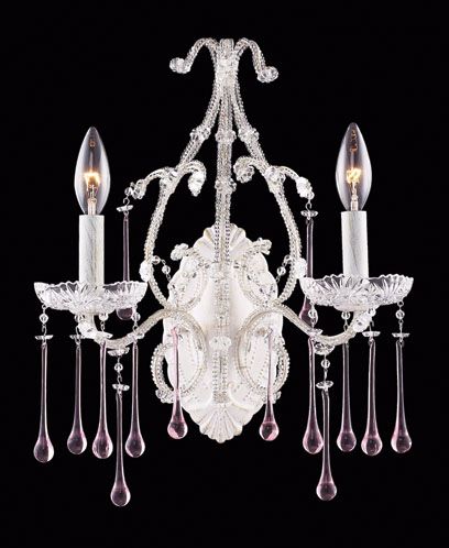 Opulence Two Light White Rose Crystal Wall Sconce