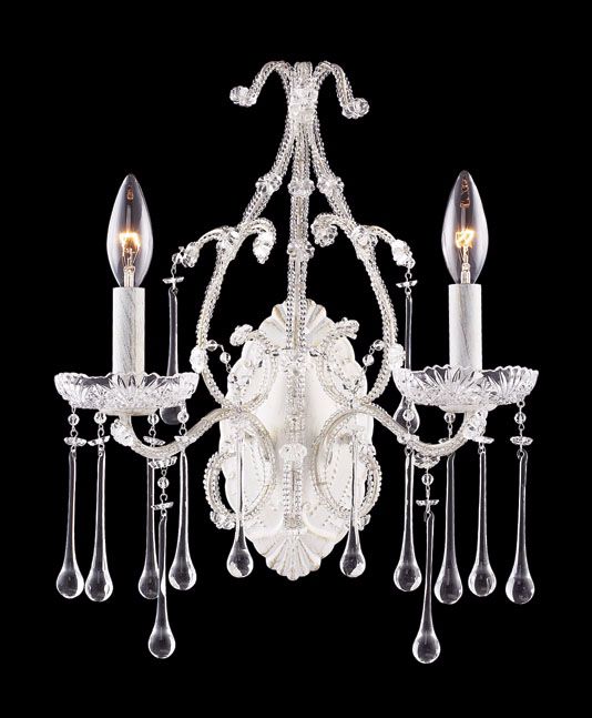 Opulence Two Light White Clear Crystal Wall Sconce