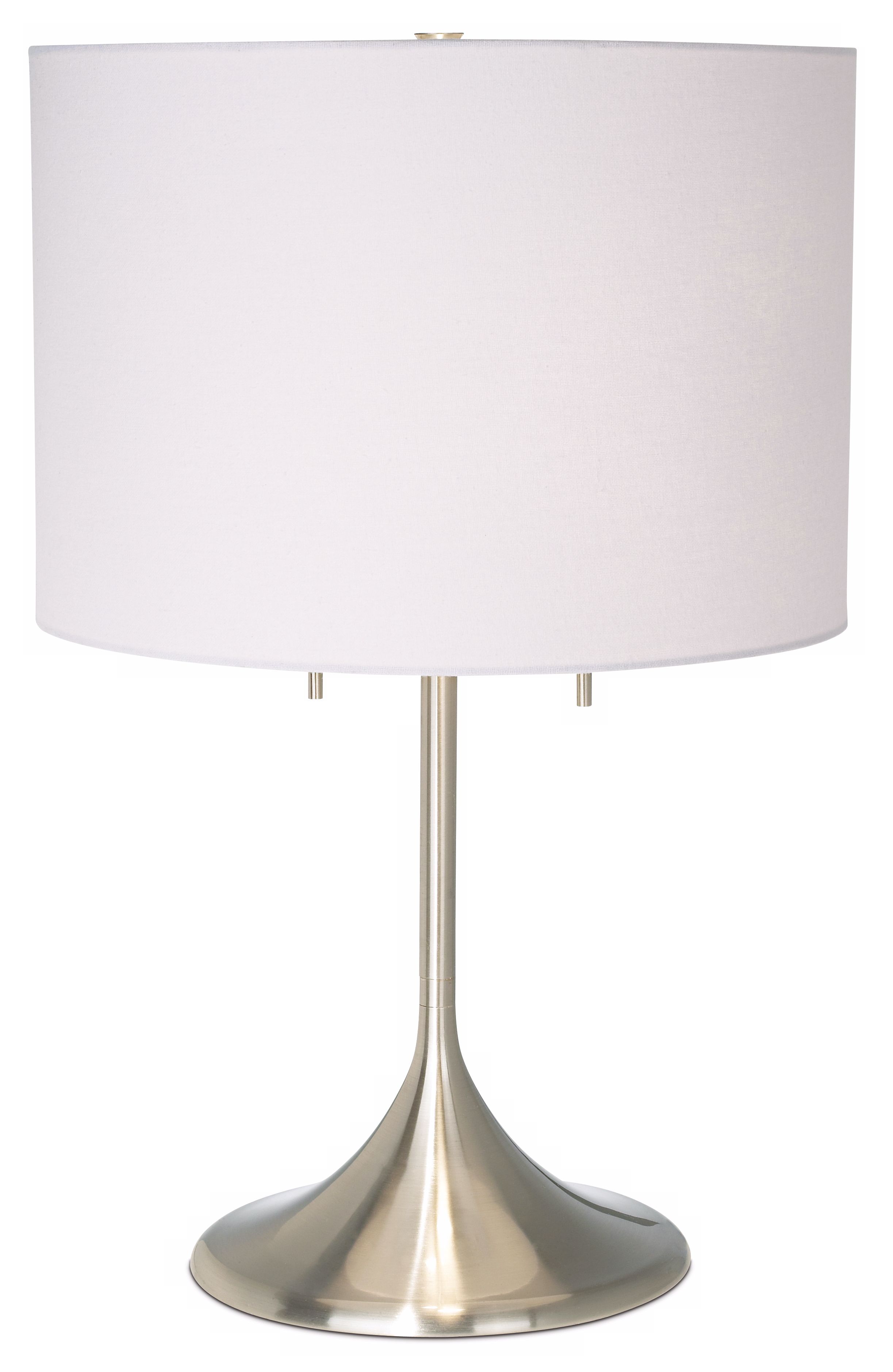 Trumpet Base Brushed Steel Finish Table Lamp