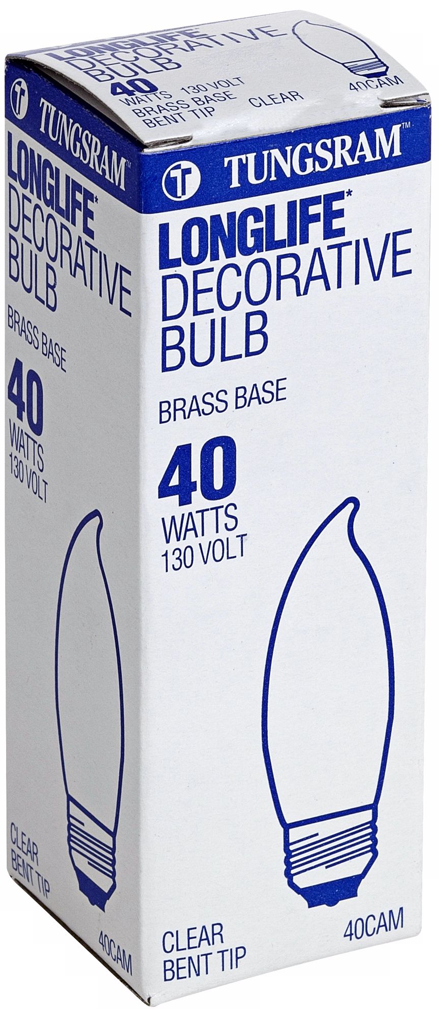 Tungsram Long Life Decorative 40 Watt Candelabra Bulb