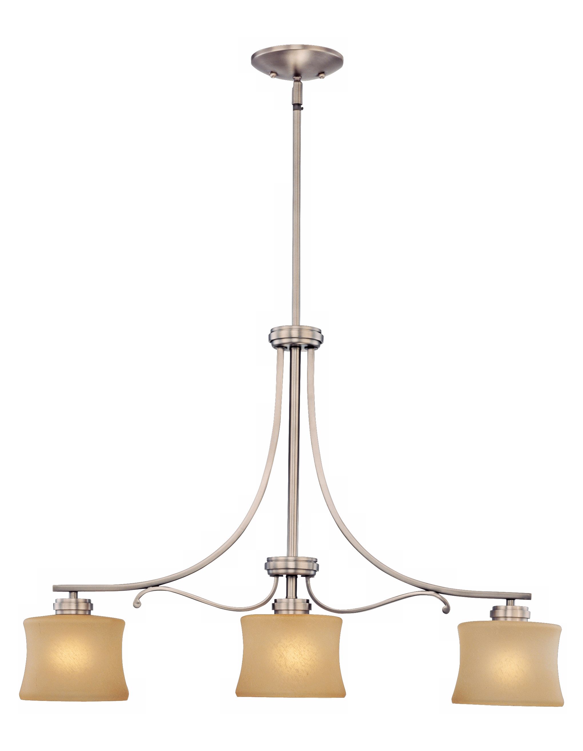 Aube Collection Brushed Pewter 3-Light Island Chandelier