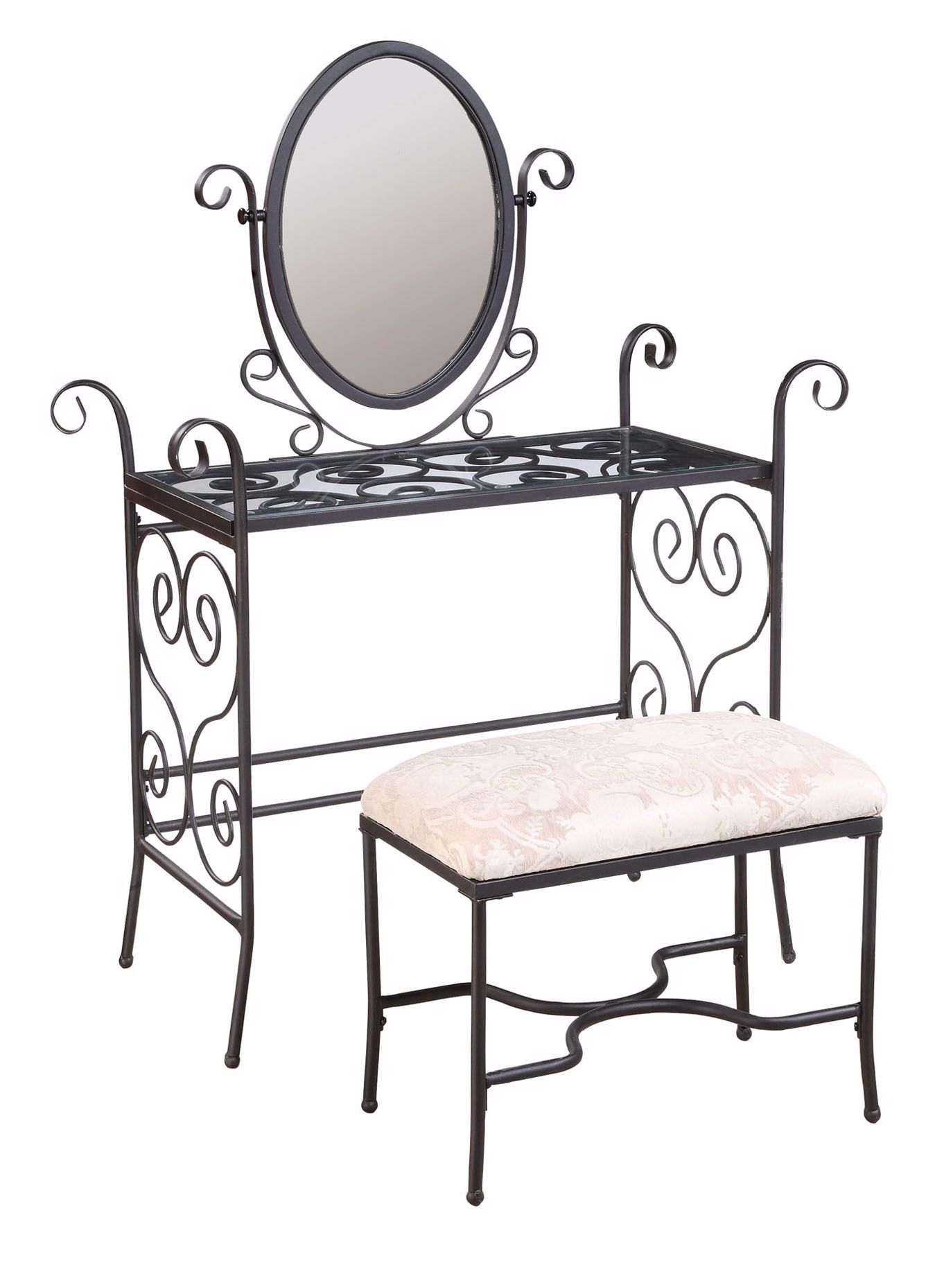 Garden District Mirrored Black Vanity Set
