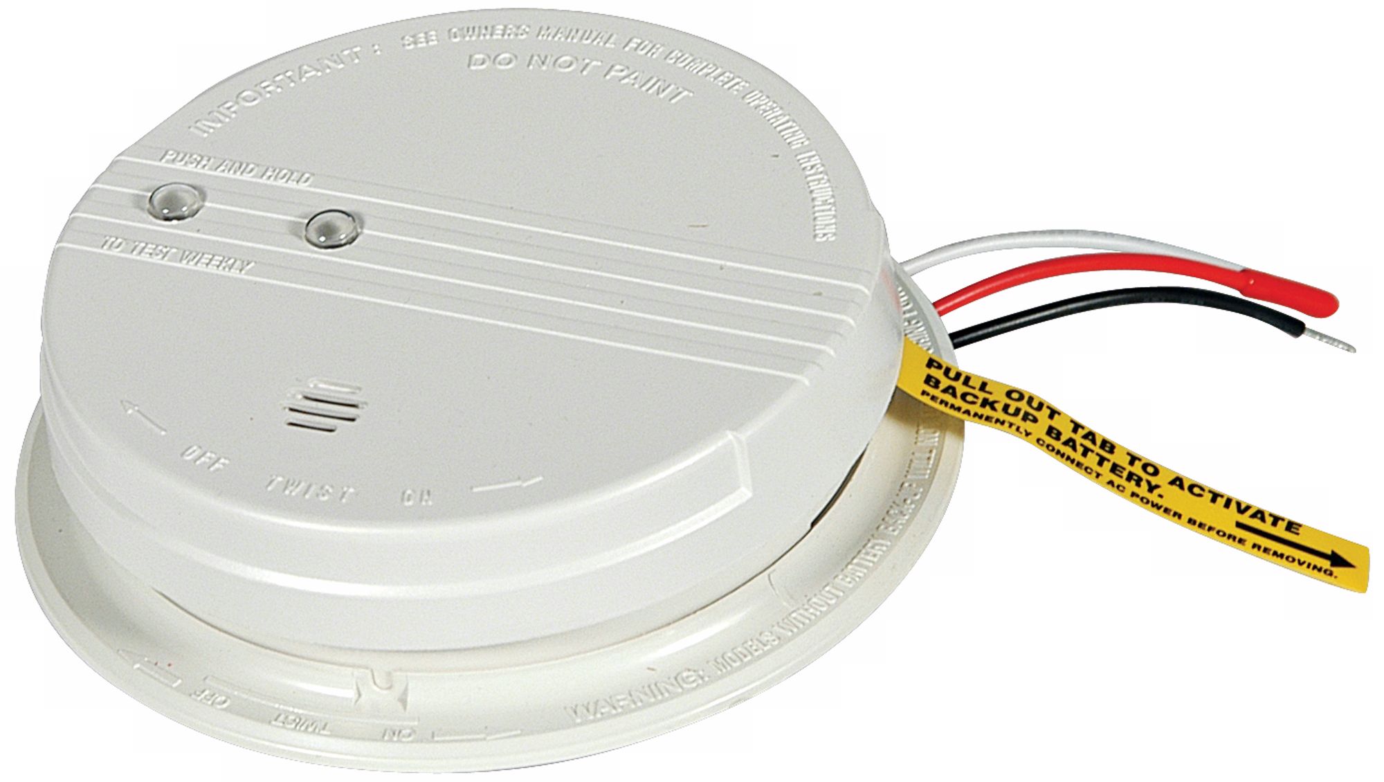 White Finish 5 1/2" Wide Smoke Alarm