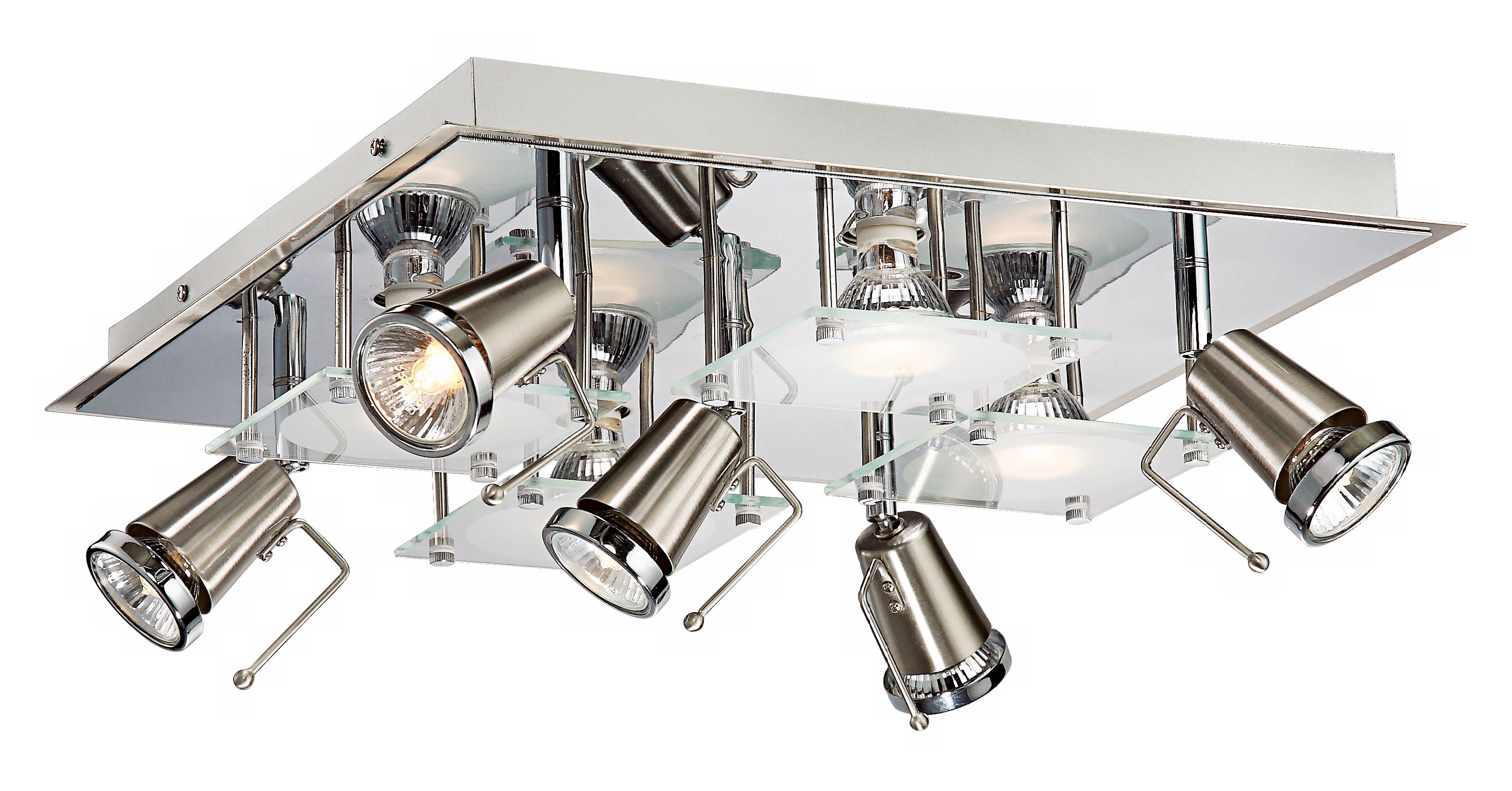 Chrome and Glass 16 1/4" Wide Halogen Ceiling Light Fixture