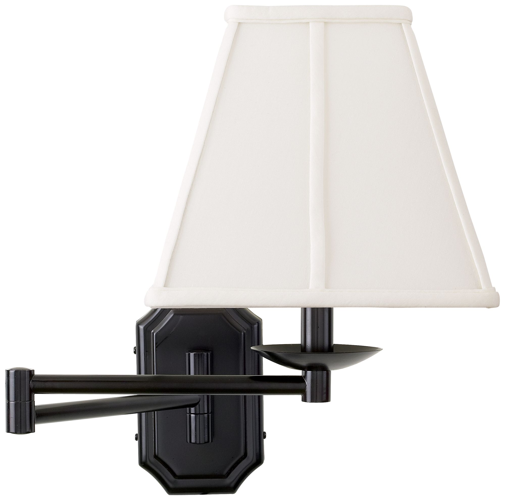 Bronze White Shade Plug-In Swing Arm Wall Lamp