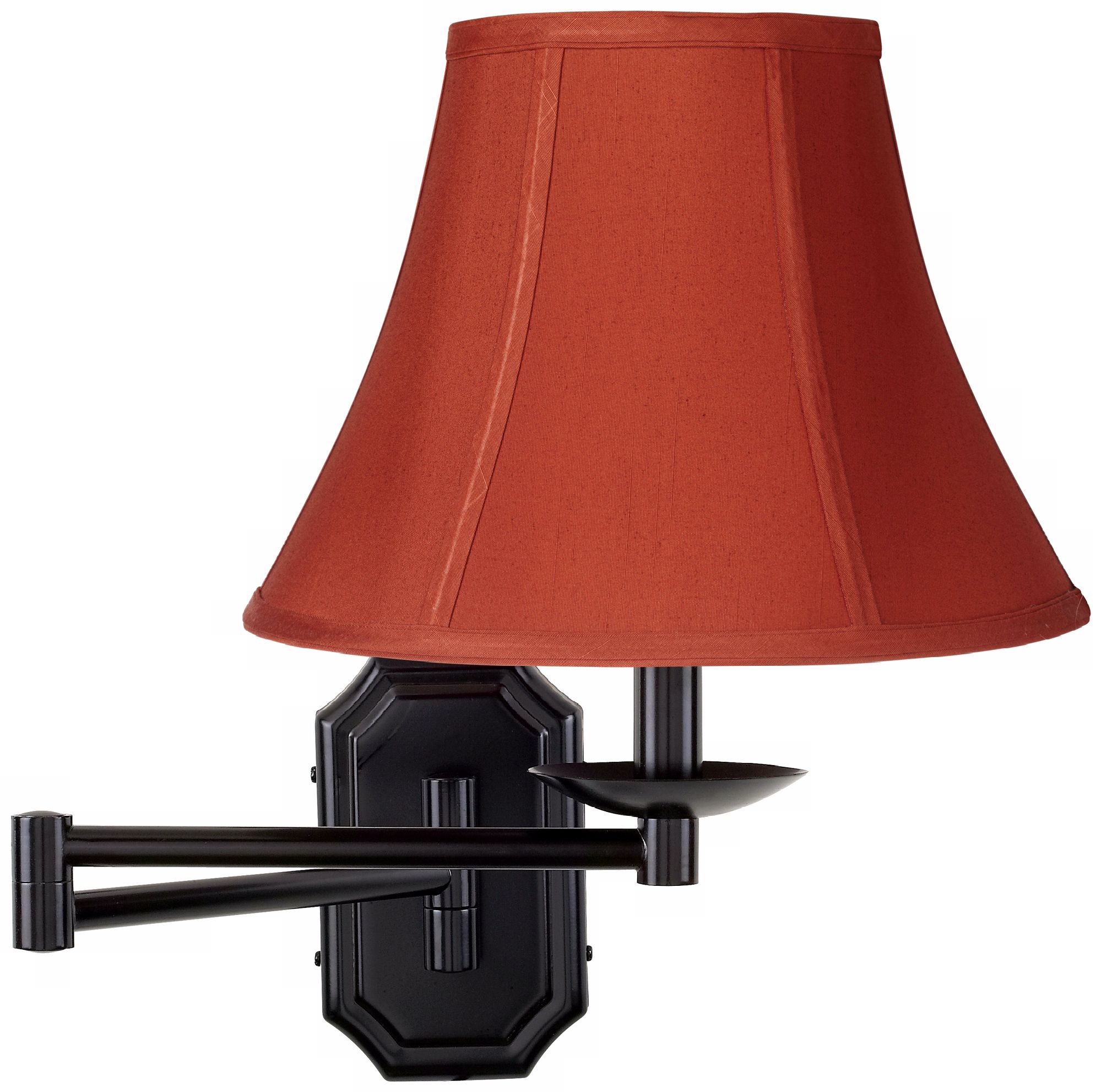 Bronze with Geneva Cinnabar Shade Plug-In Swing Arm Wall Lamp