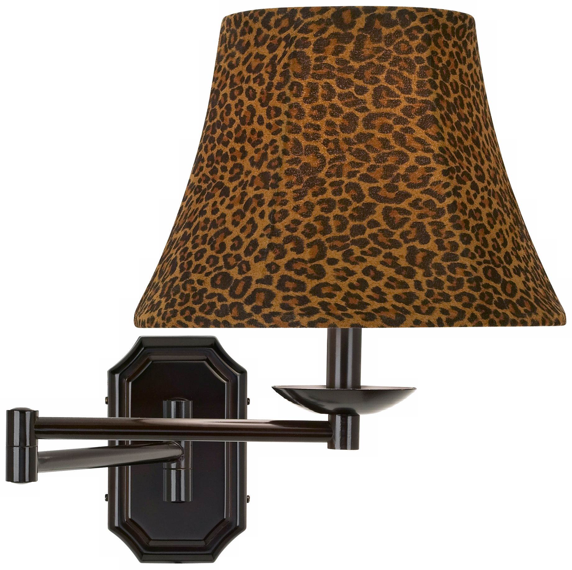 Leopard Shade Bronze Plug-In Swing Arm Wall Lamp