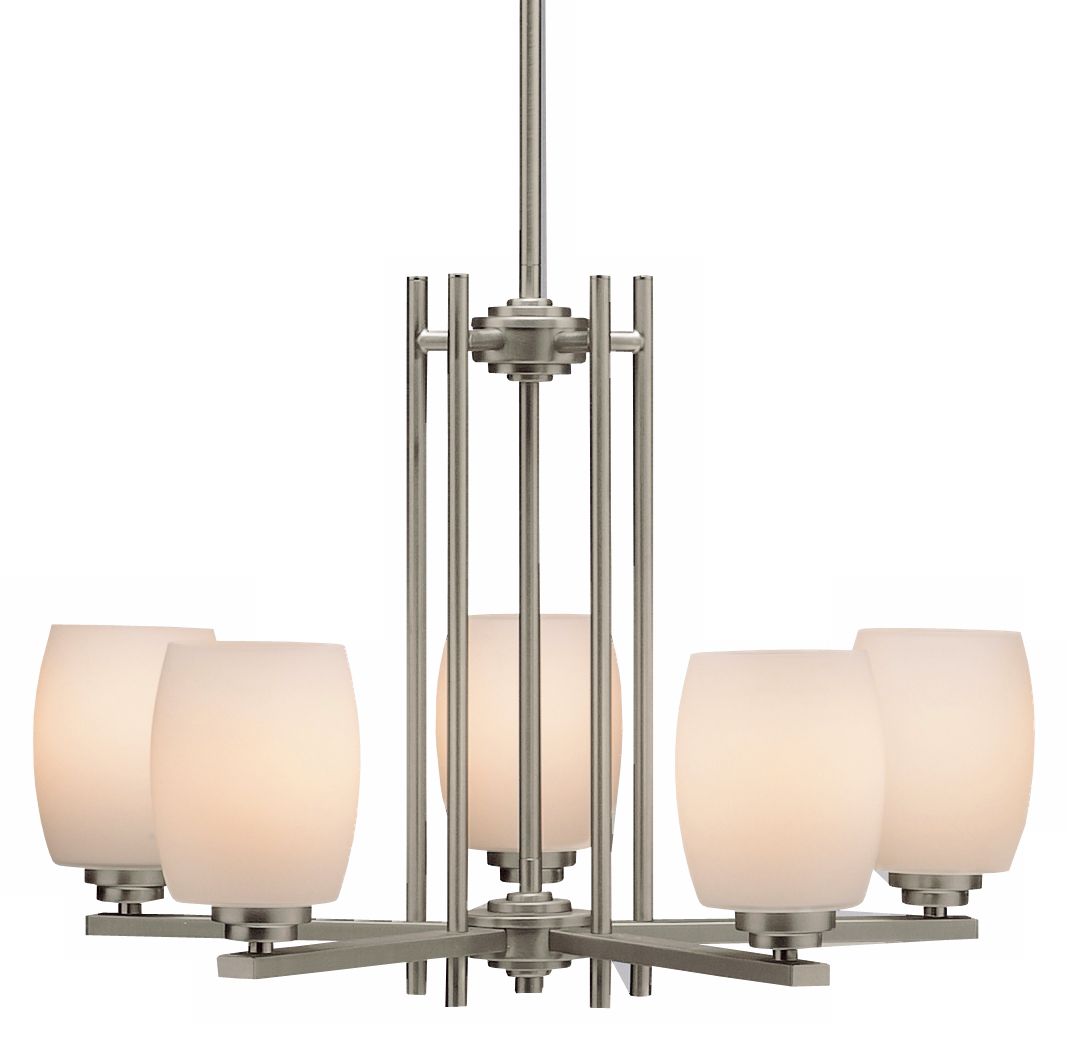 Sleek Brushed Nickel Five Light Chandelier