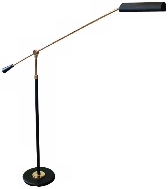House of Troy Polished Brass and Black Floor Piano Lamp