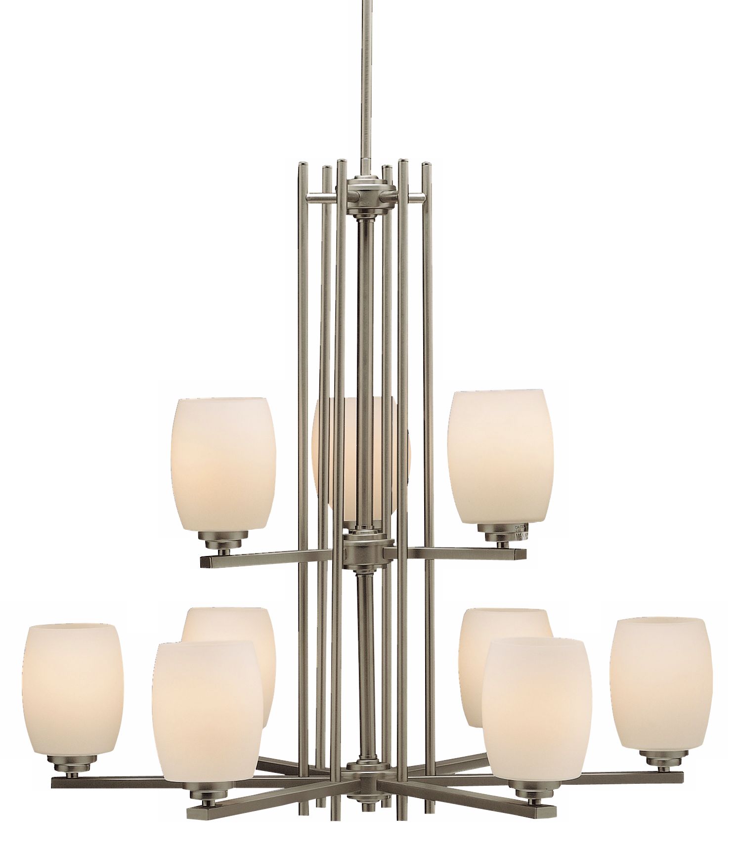 Brushed Nickel Nine Light Chandelier