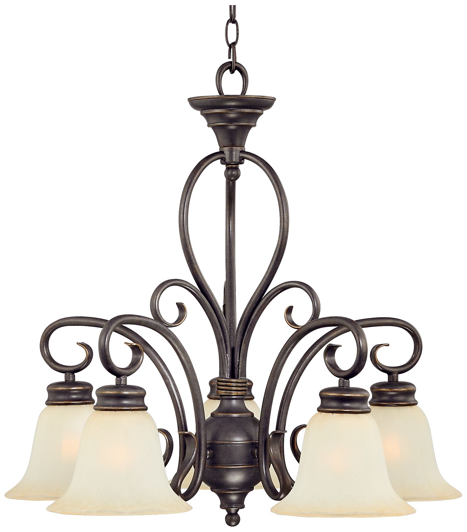 Five Light Scavo Glass Black with Gold Accents Chandelier
