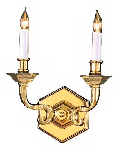 Brass 12" High Two Light Wall Sconce