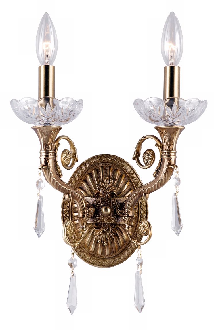 Seville Collection Aged Brass Two Light Wall Sconce