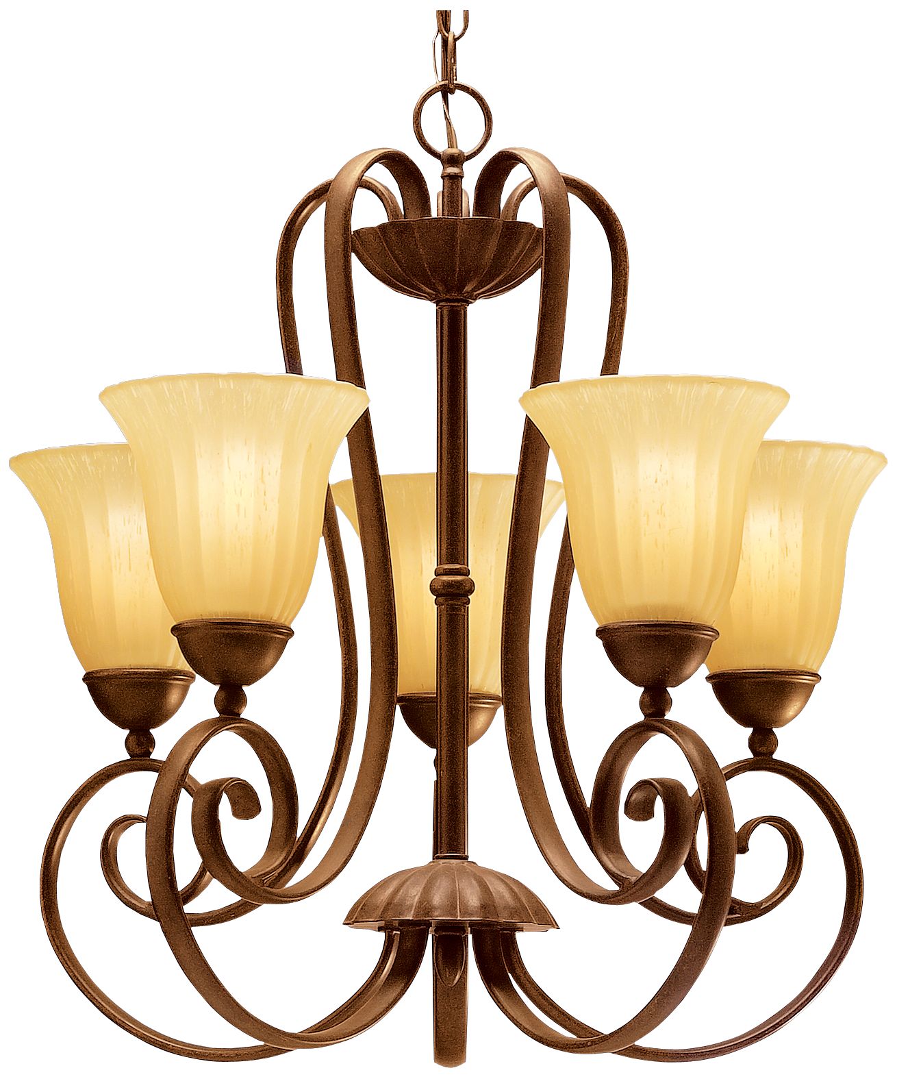Distressed Umber Five Light Dinette Chandelier