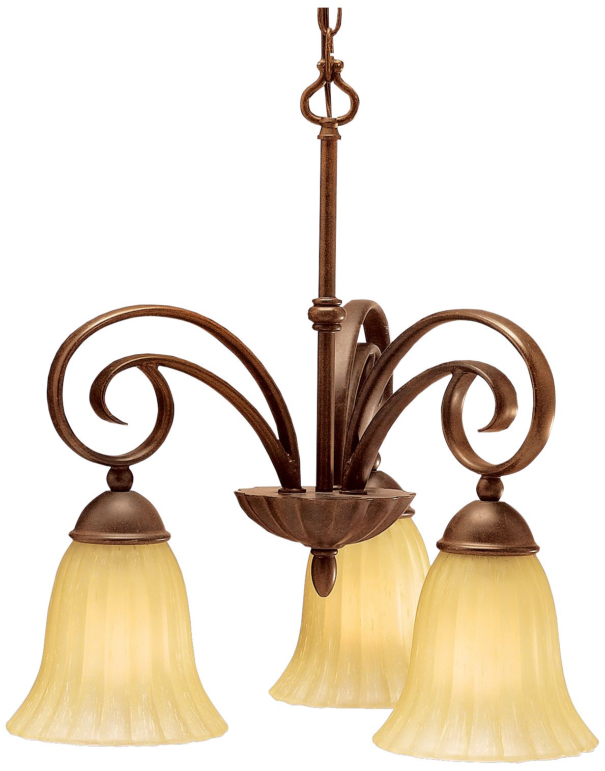 Scroll Umber Three Light Chandelier