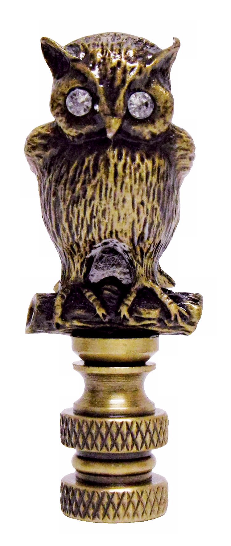 Night Owl Antique Metal with Clear Glass Eyes Finial