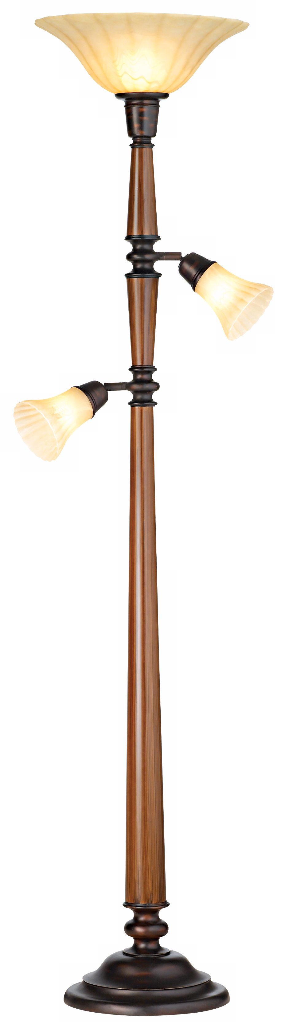 3-in-1™ Walnut and Alabaster Champagne Glass Floor Lamp