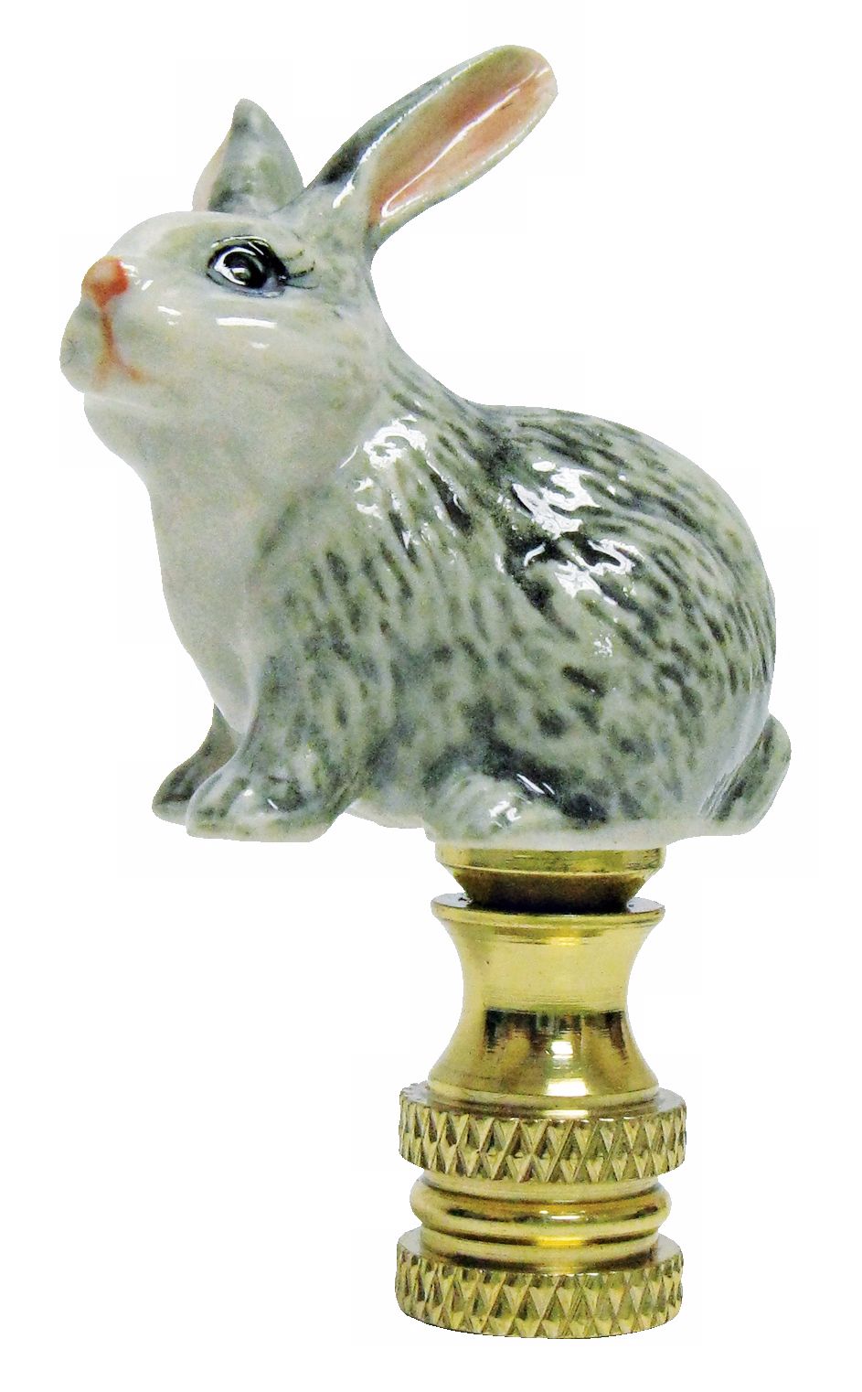 Gray Rabbit Hand-Painted Porcelain Finial