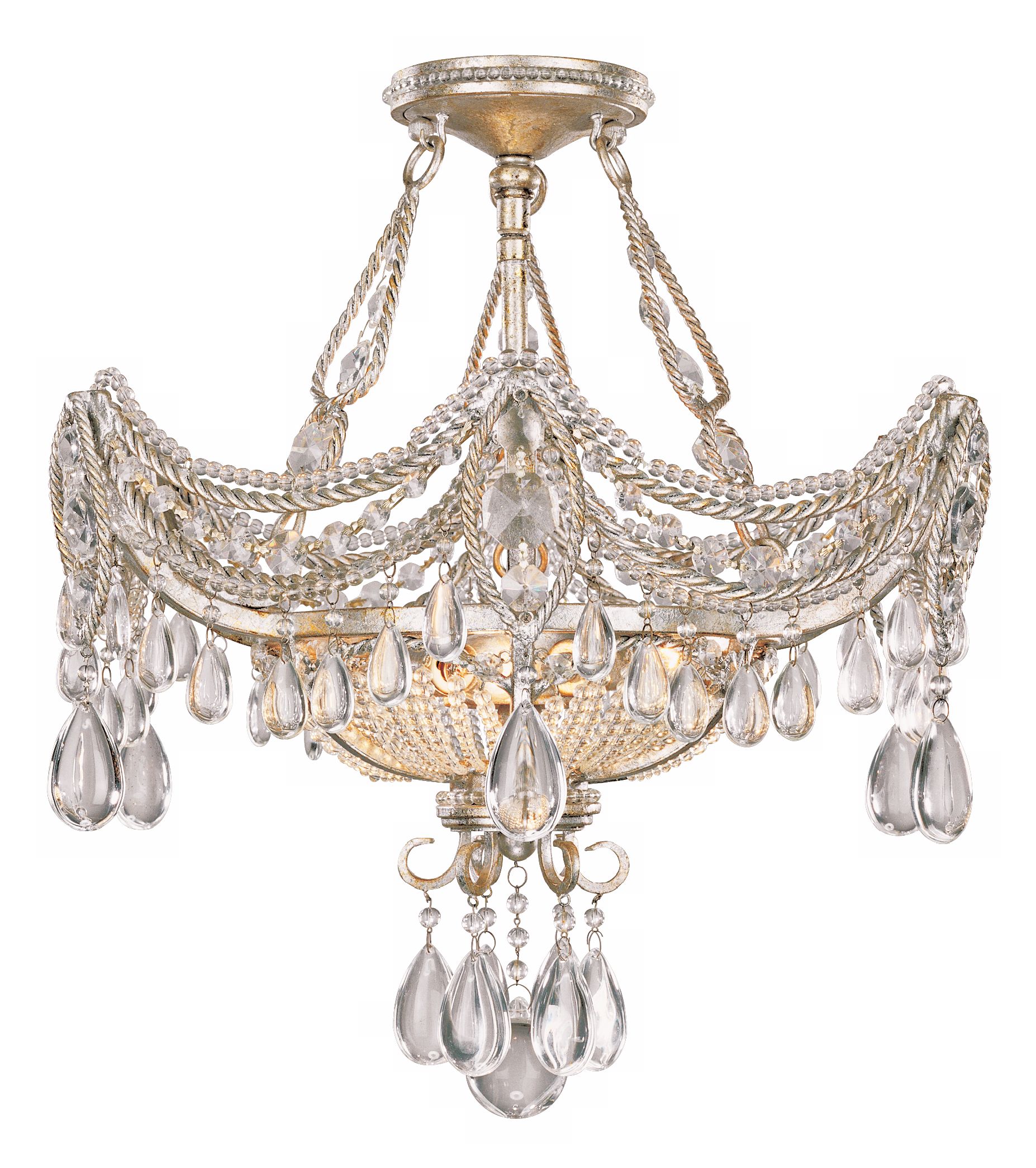Silver and Gold Foil 18" Wide Ceiling Light Fixture