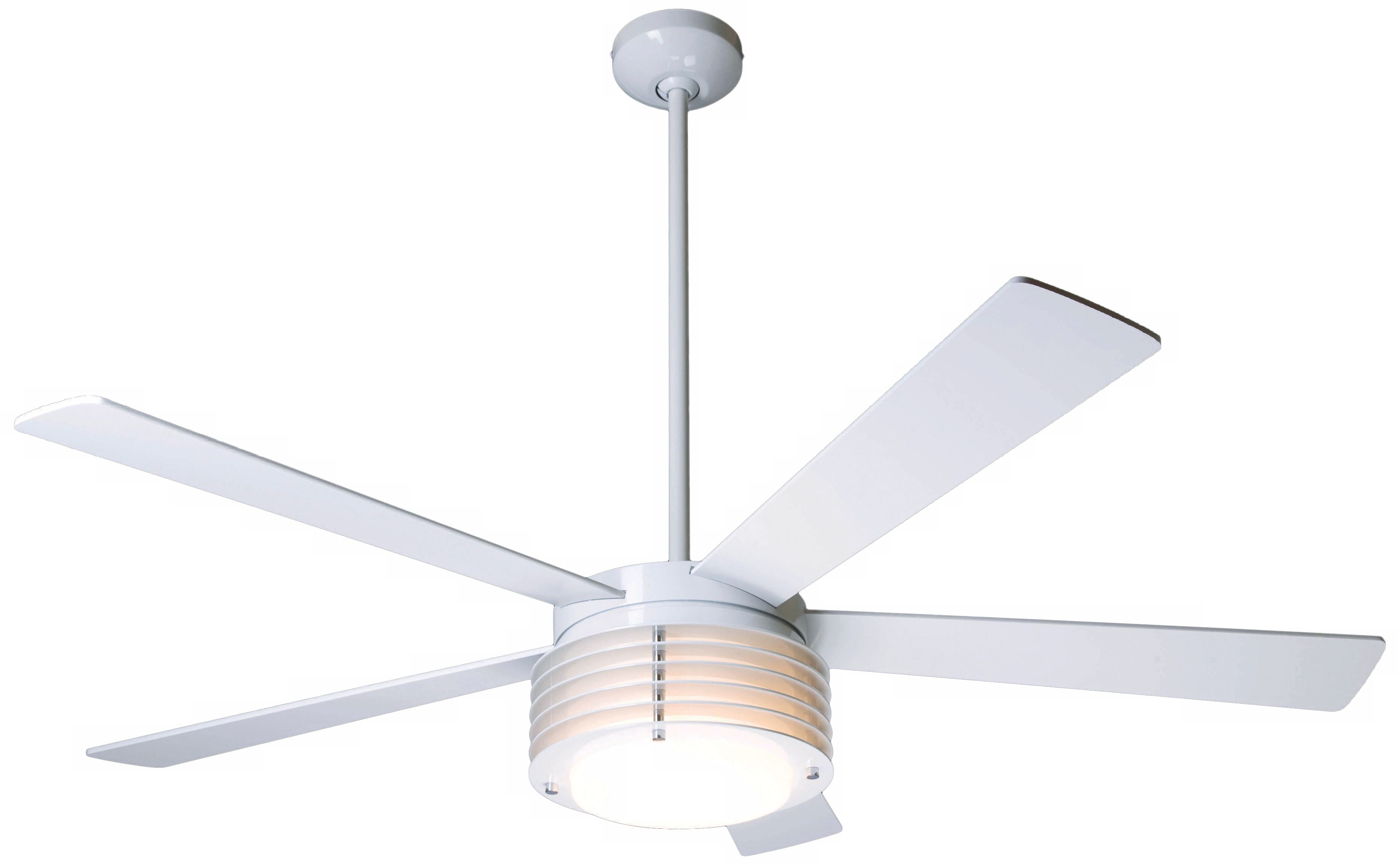 52" Modern Fan Pharos Gloss White with Light Ceiling Fan