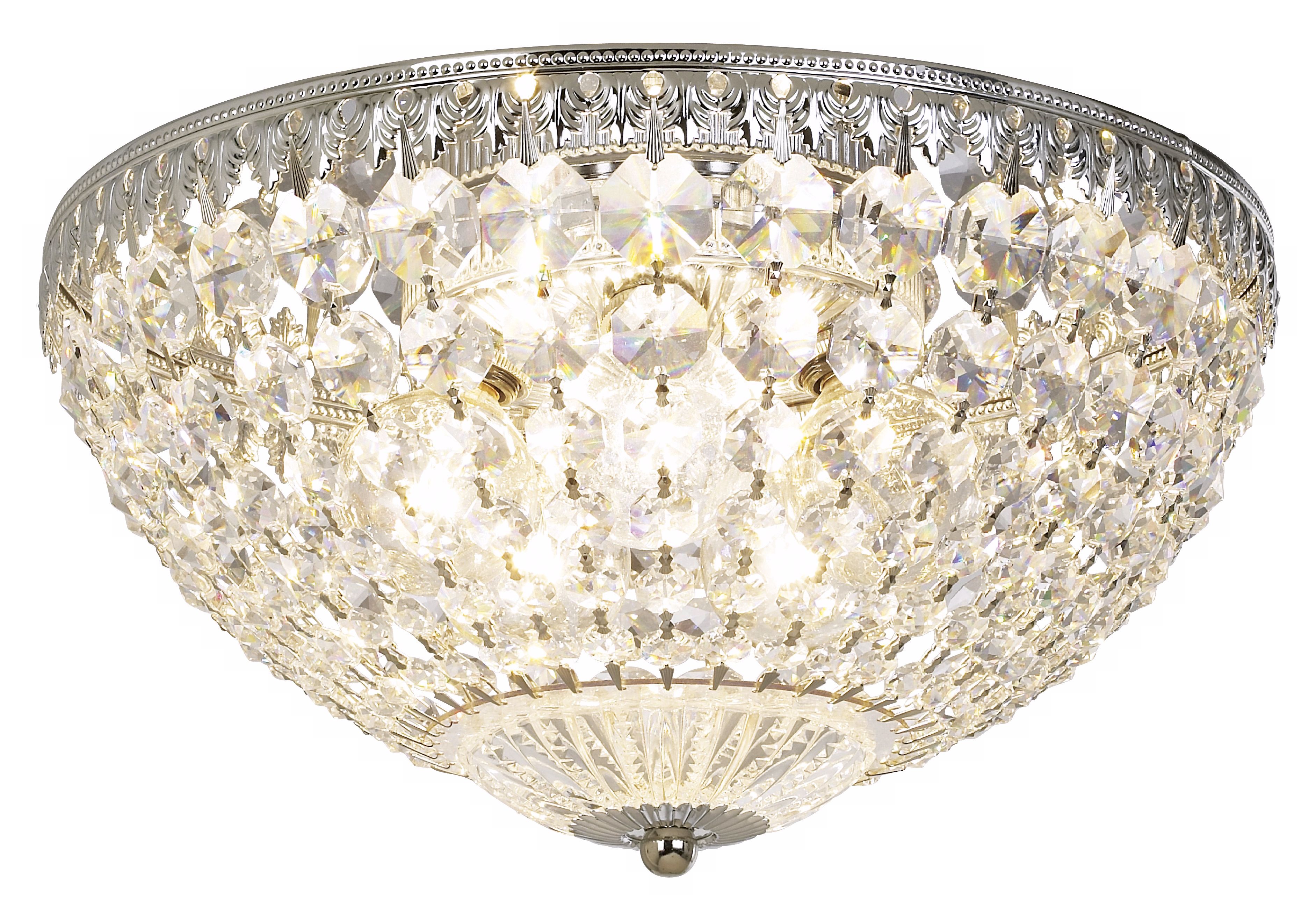Schonbek Silver 12" Wide Crystal Flushmount