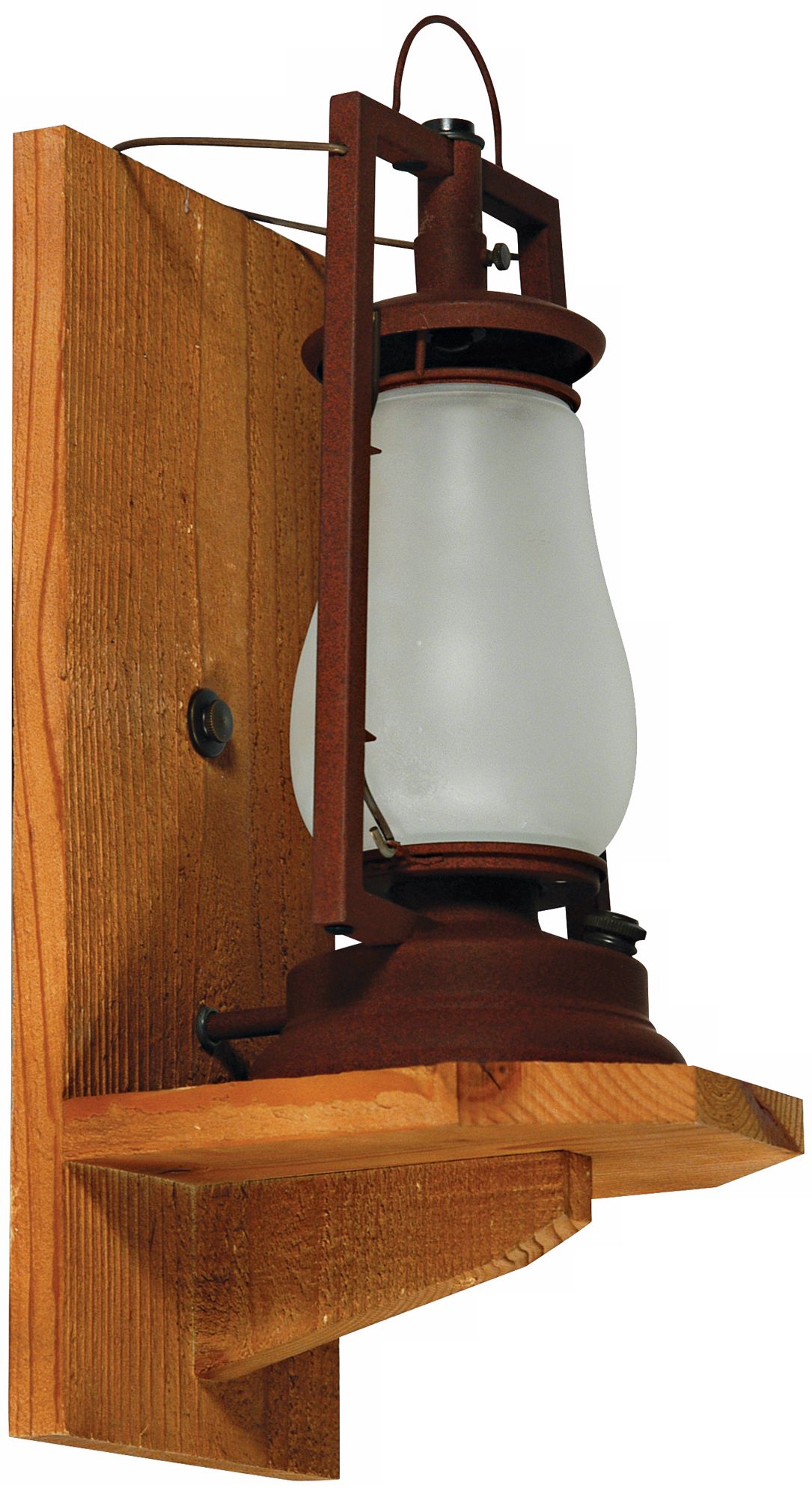 Rust Finish and Natural Wood 20" High Wall Lantern