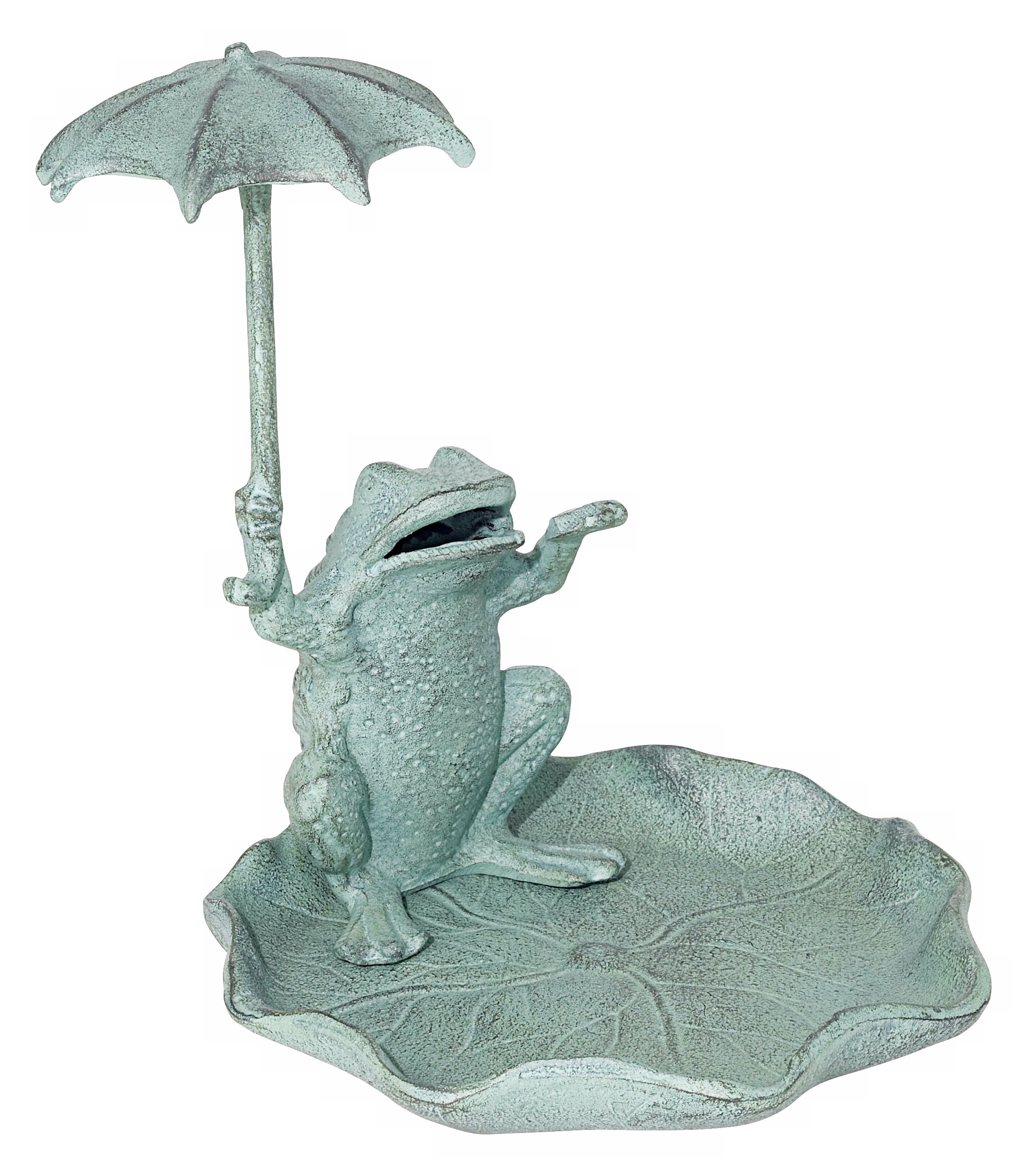 Frog with Umbrella Sculpture