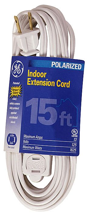 Fifteen Foot White Indoor Extension Cord