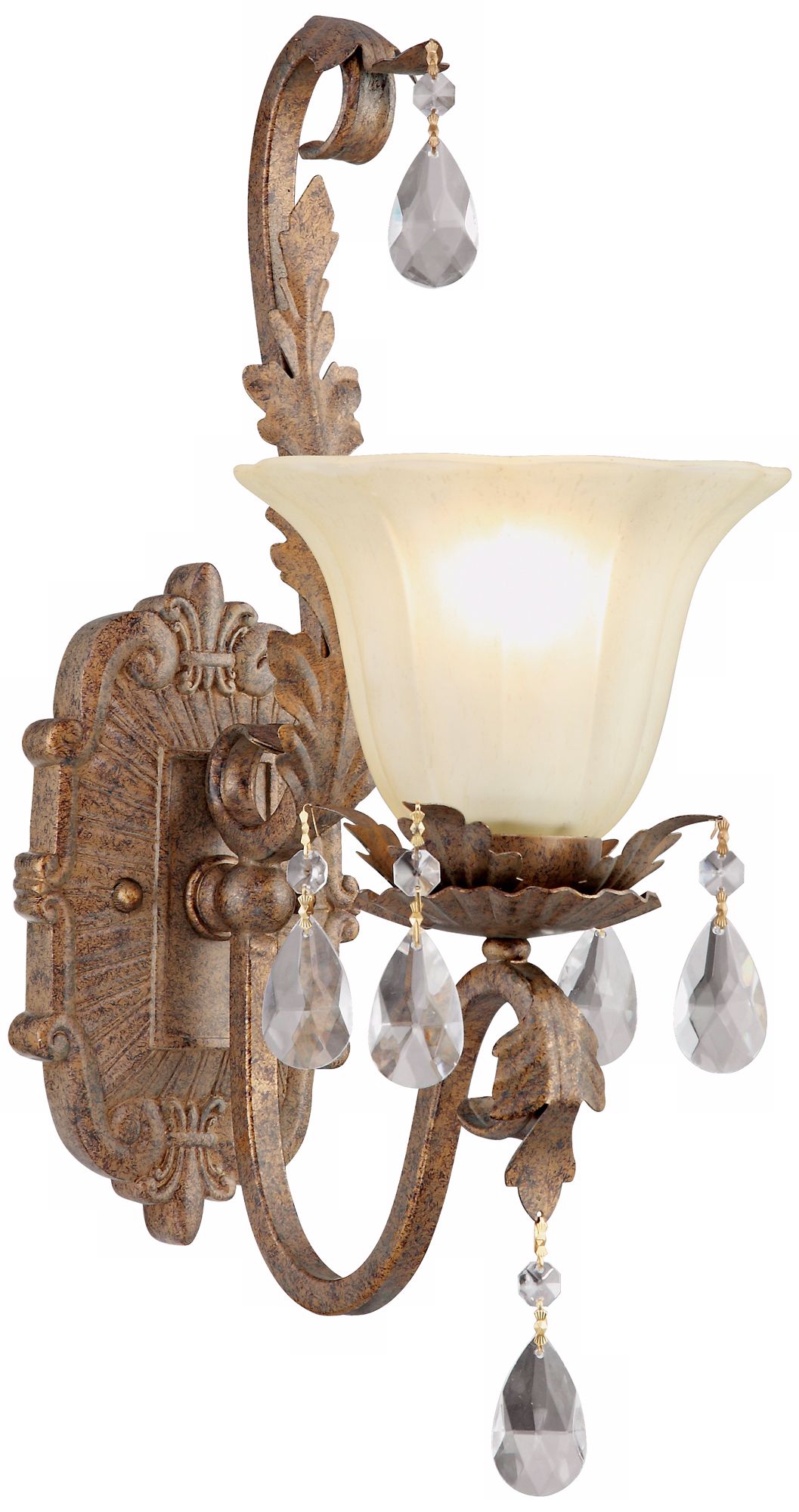 Iron Leaf with Crystal Accents 19" High Wall Sconce