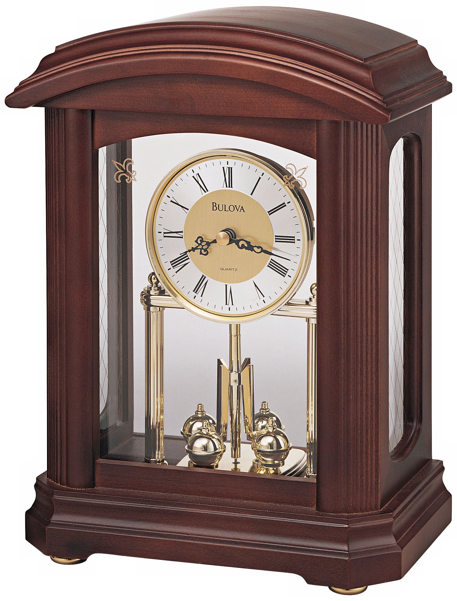 Nordale Walnut Finish 11" High Bulova Mantel Clock
